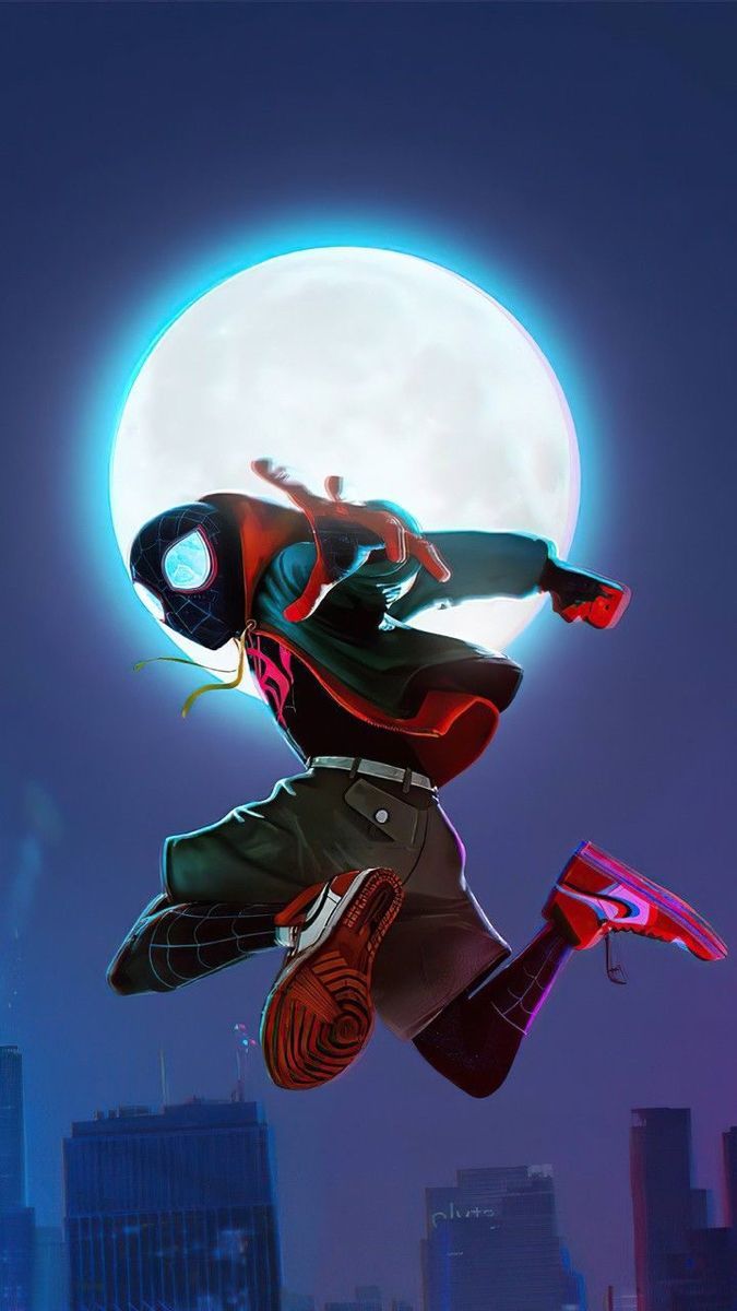 675x1200 Spiderman Night Moon Wallpaper 4K HD