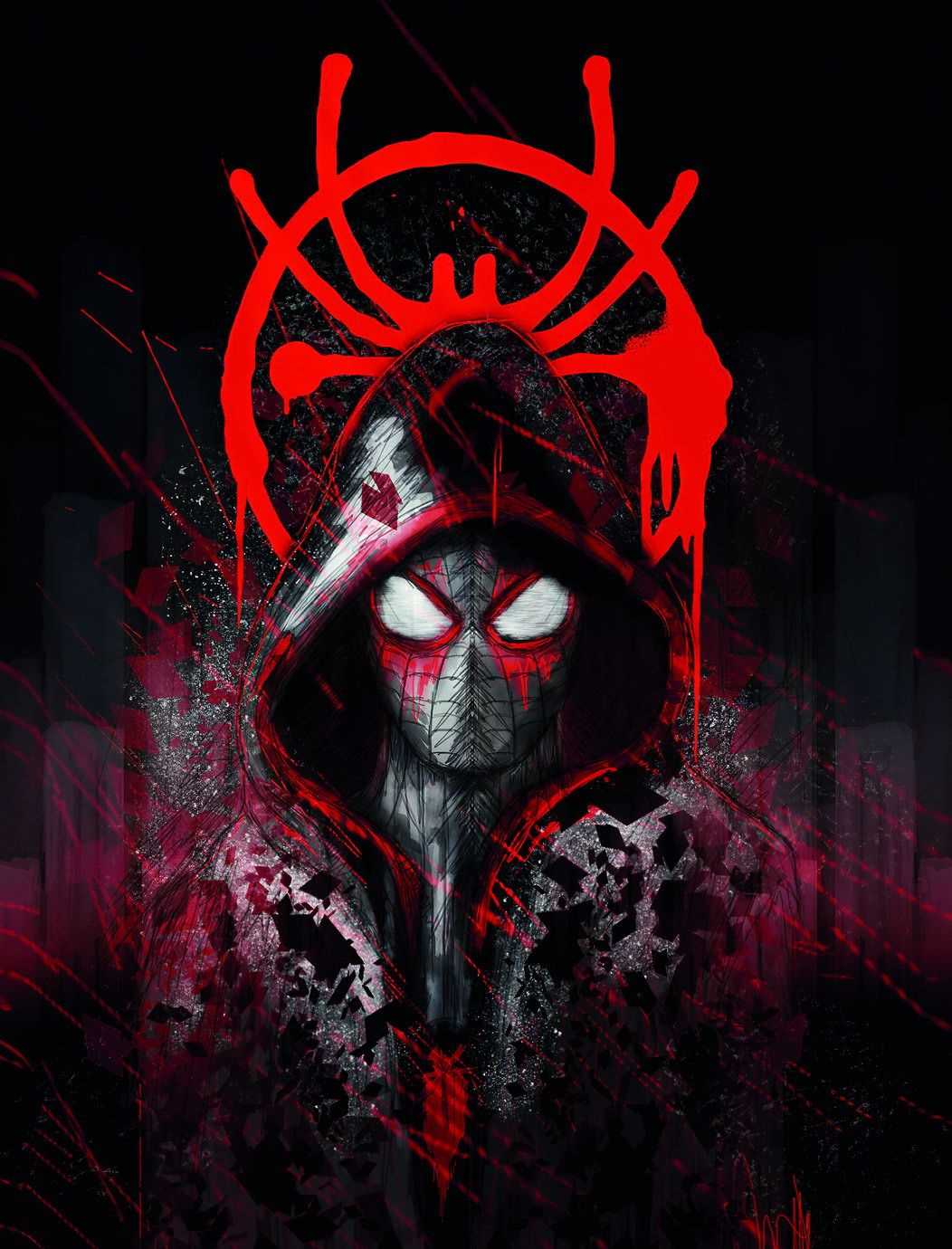 1052x1380 Poster Man Miles Morales Poster Dark Hero Art Marvel Wall Print