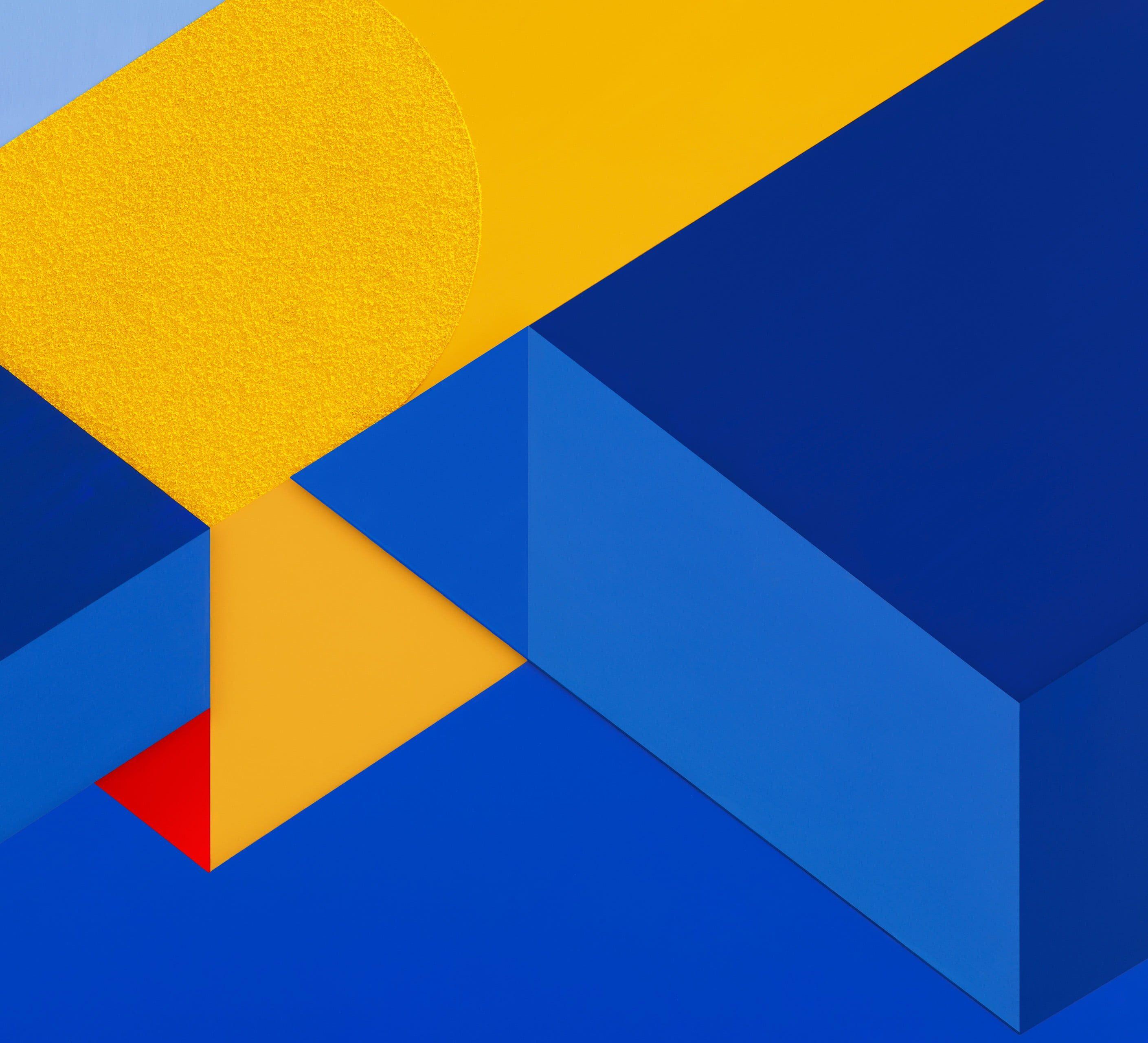 2819x2560 Blue and yellow wallpaper, abstract, Android (operating system), android kitkat HD wallpaper