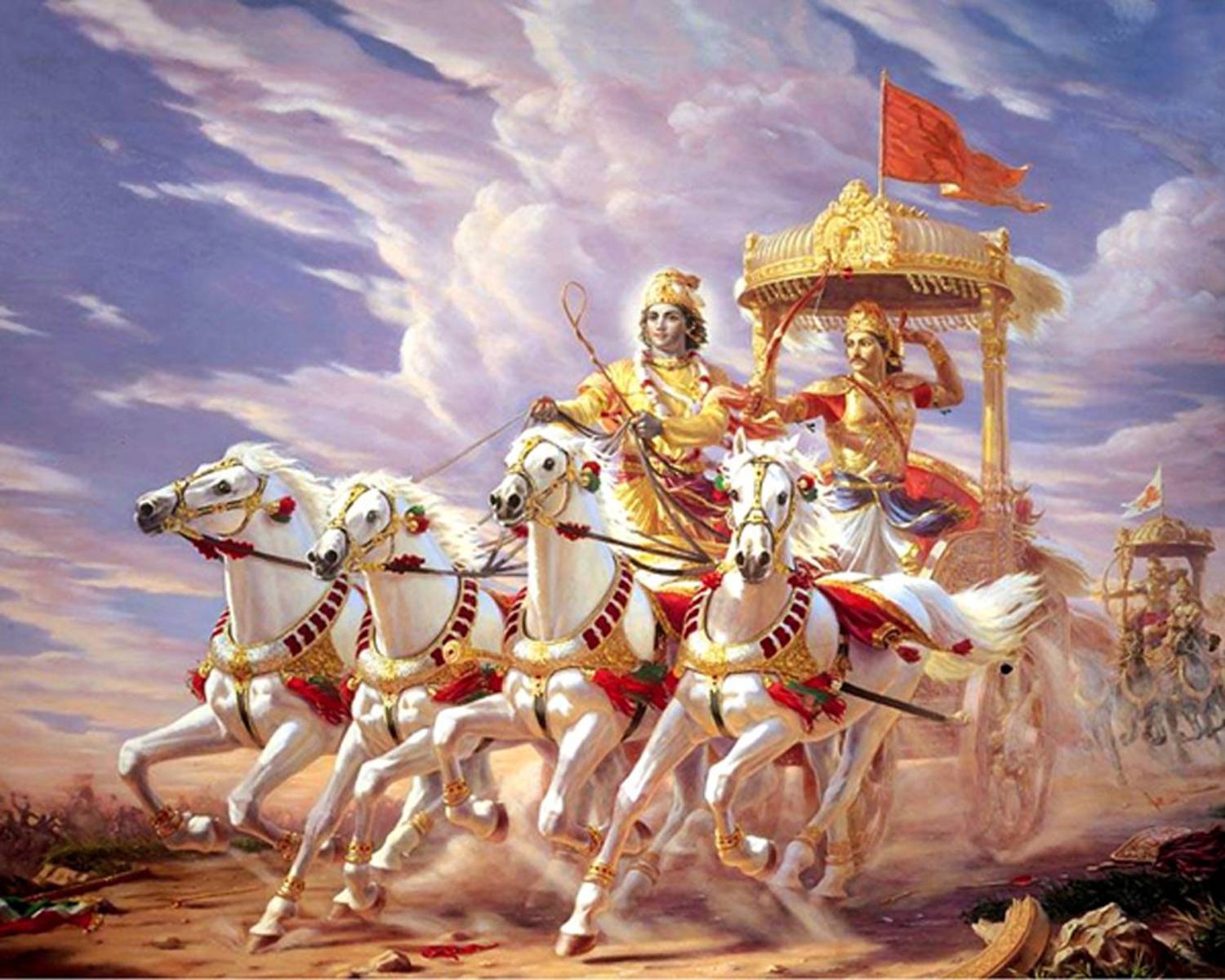 1500x1200 Model No Mahabharata Krishna Arjun Wallpaper (12x15 size) Photographic Paper