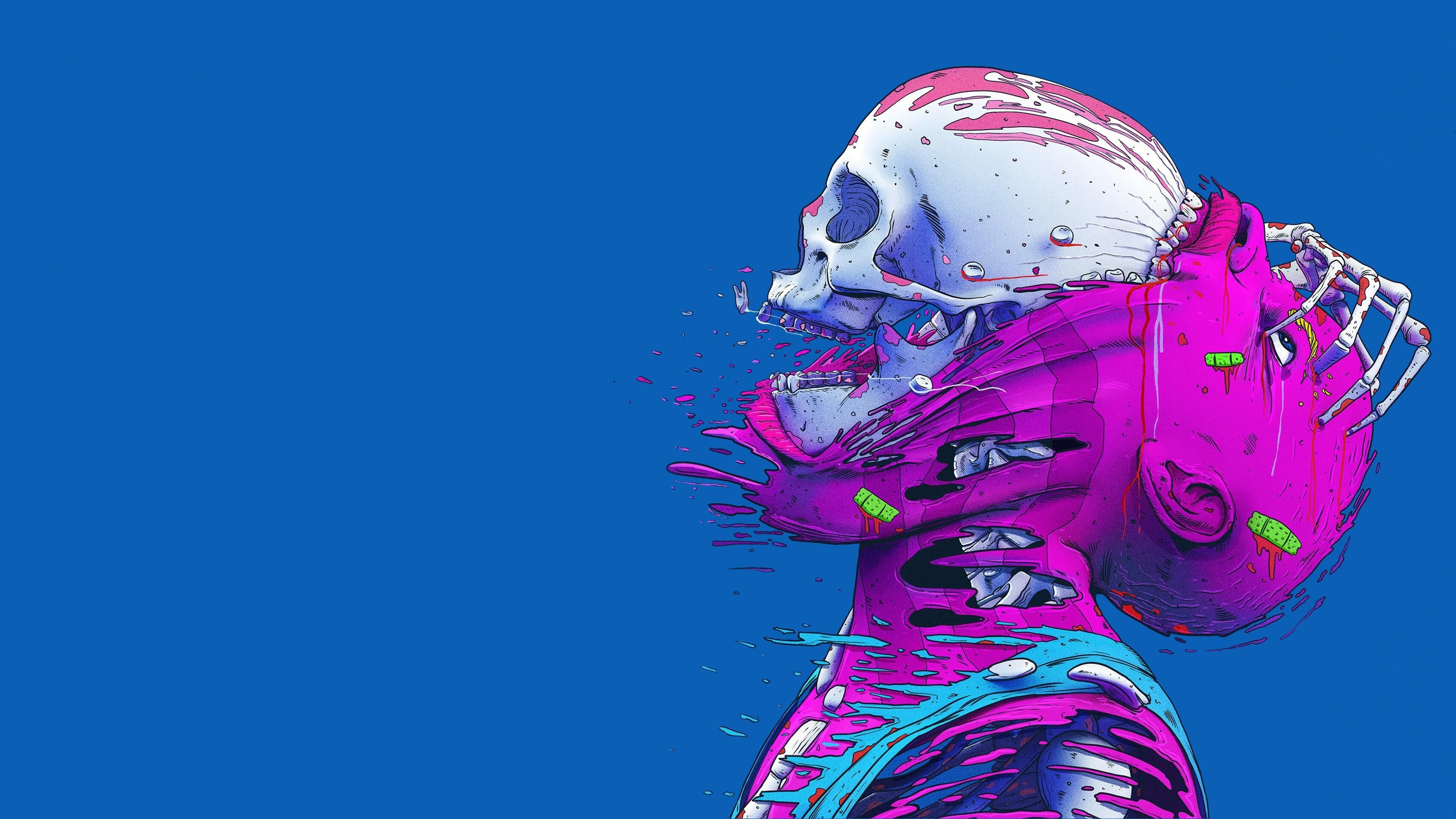 3840x2160 Cyberpunk Skull Wallpaper