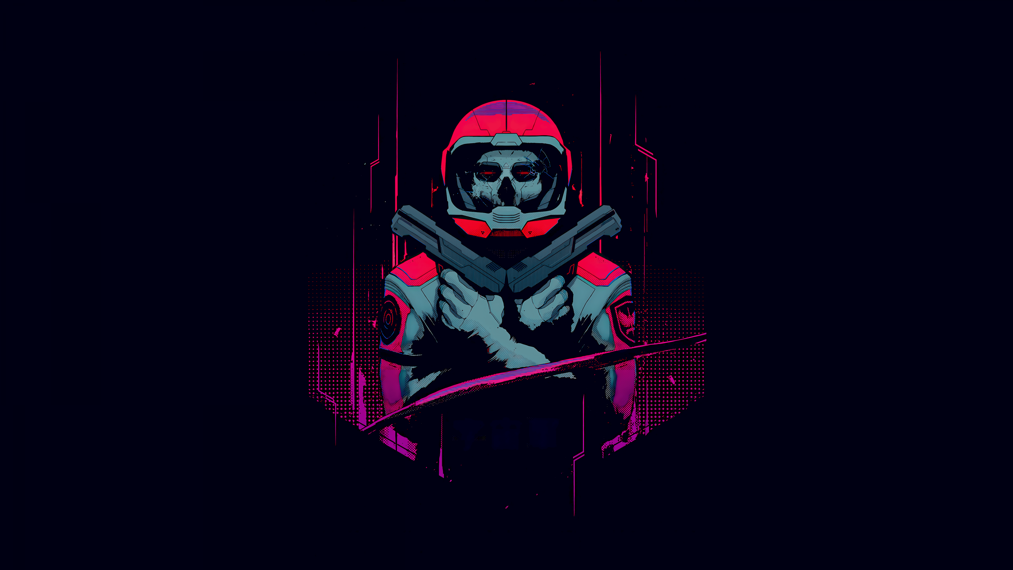 3840x2160 Cyberpunk Wallpaper 4K, Skull, Astronaut, Dark background