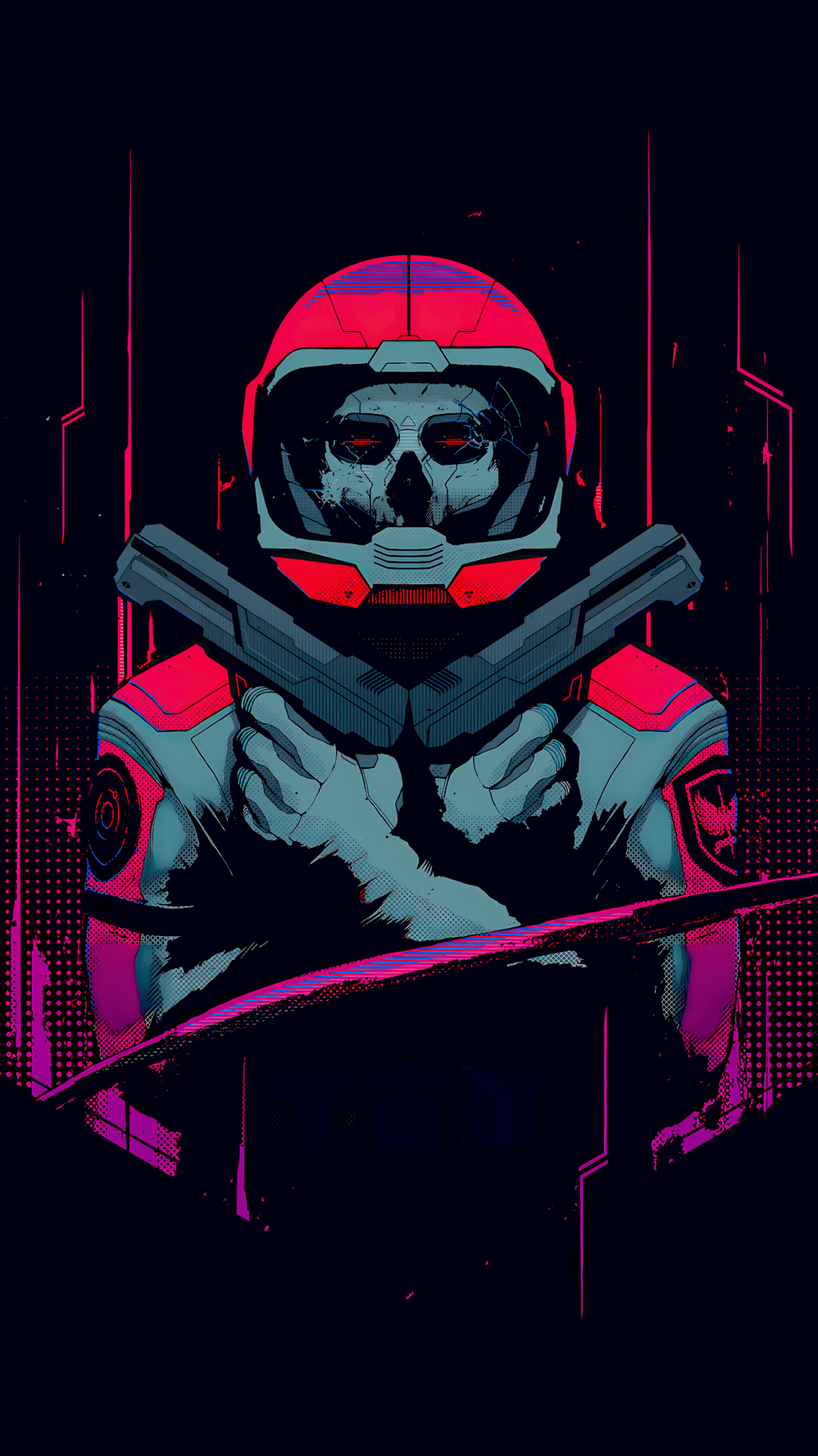 1440x2560 Cyberpunk Wallpaper 4K, Skull, Astronaut, Dark background