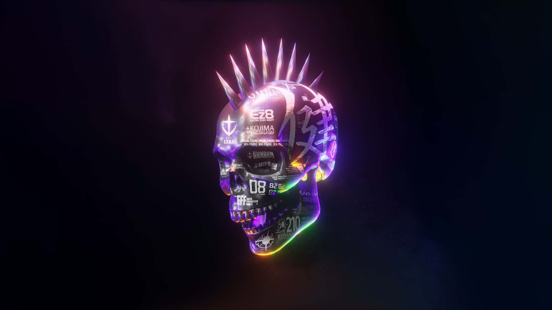 1920x1080 Download Neon Cyberpunk Skull Wallpaper