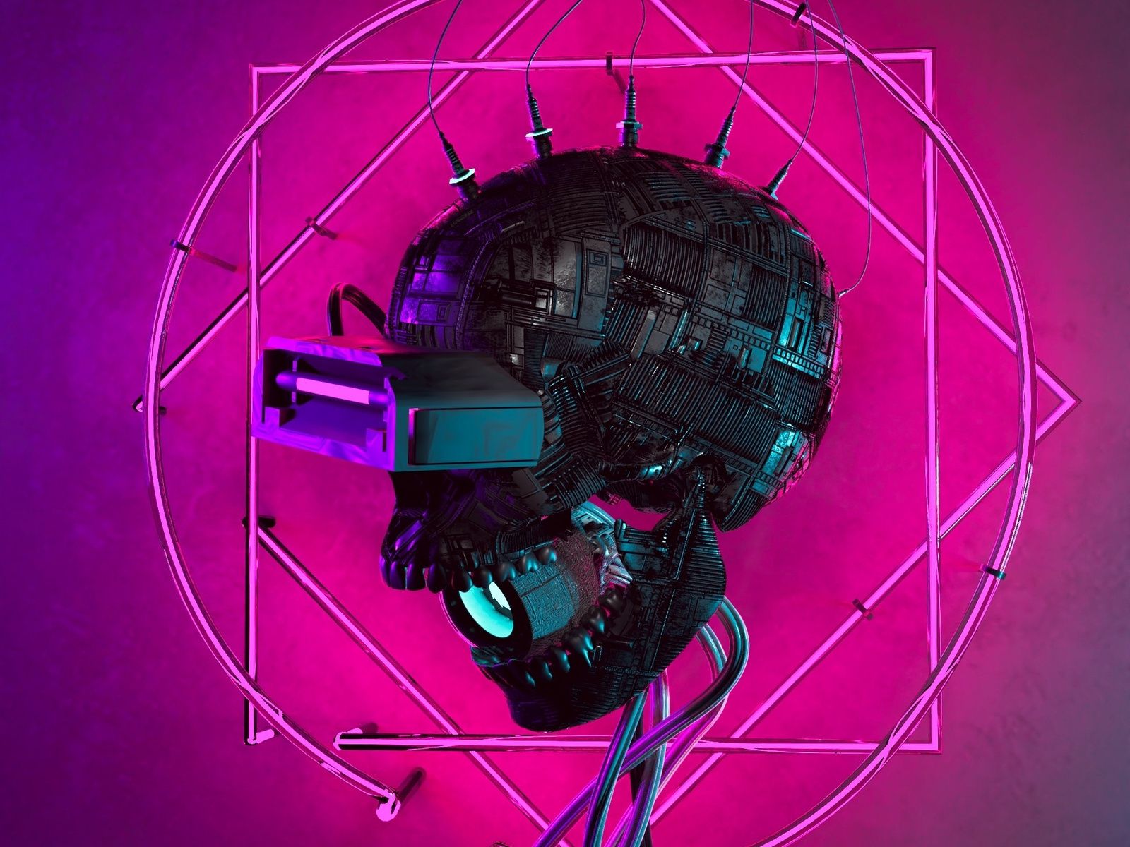 1600x1200 Cyber skull 2077 3D artwork. + Phone and Deskk wallpaper by Eduard Leszczynski on Dribbble