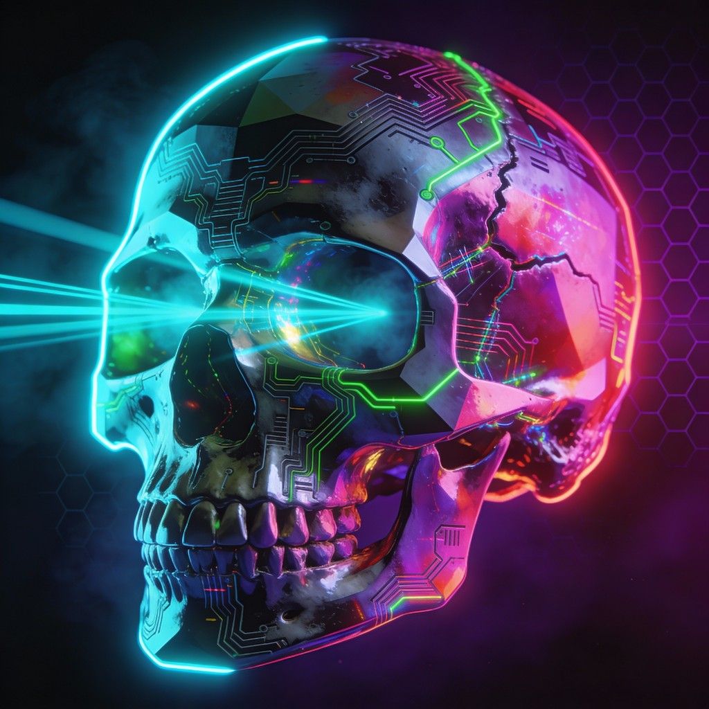 1024x1024 Free Neon Cyberpunk Skull Image, Cyberpunk, Neon