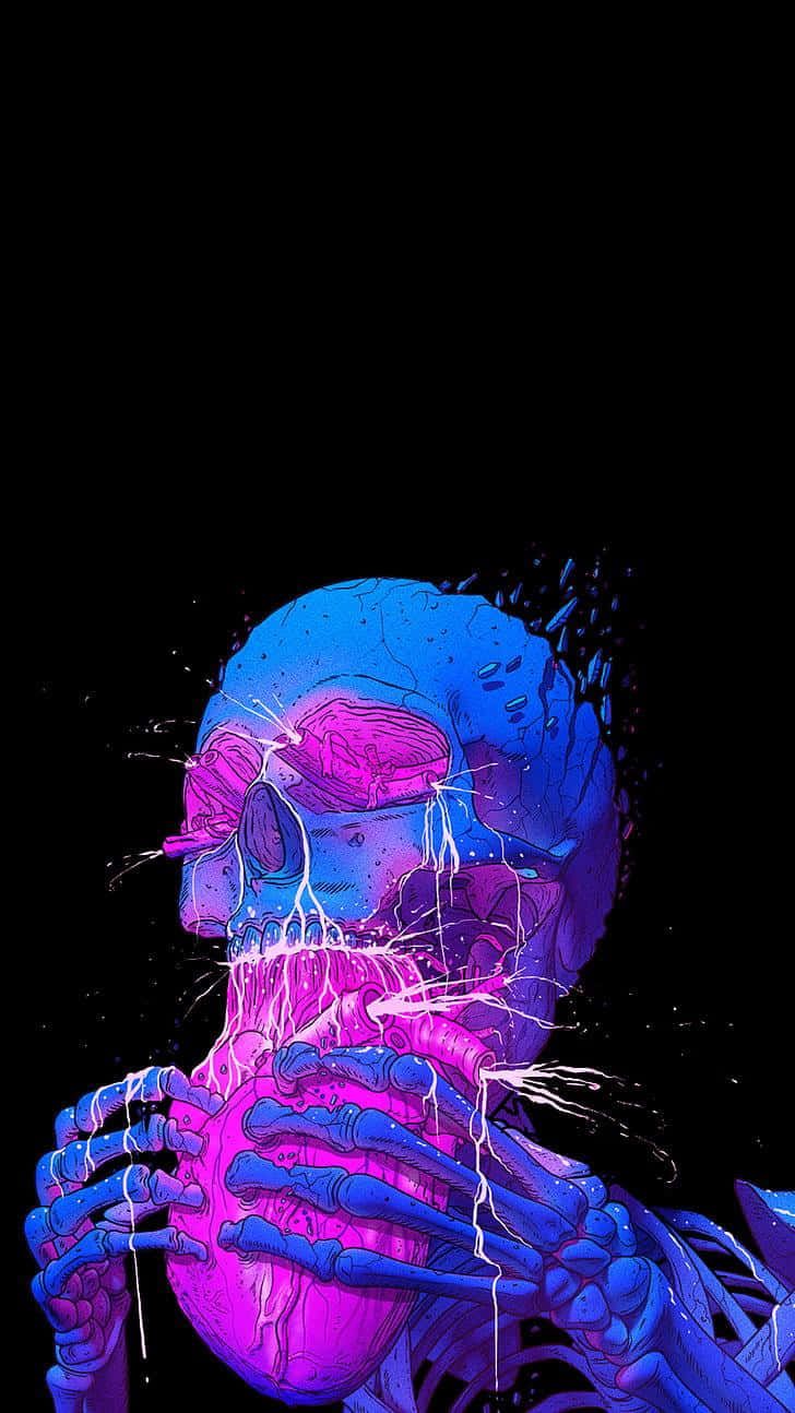 728x1294 Download Cyberpunk Skull Artwork Wallpaper