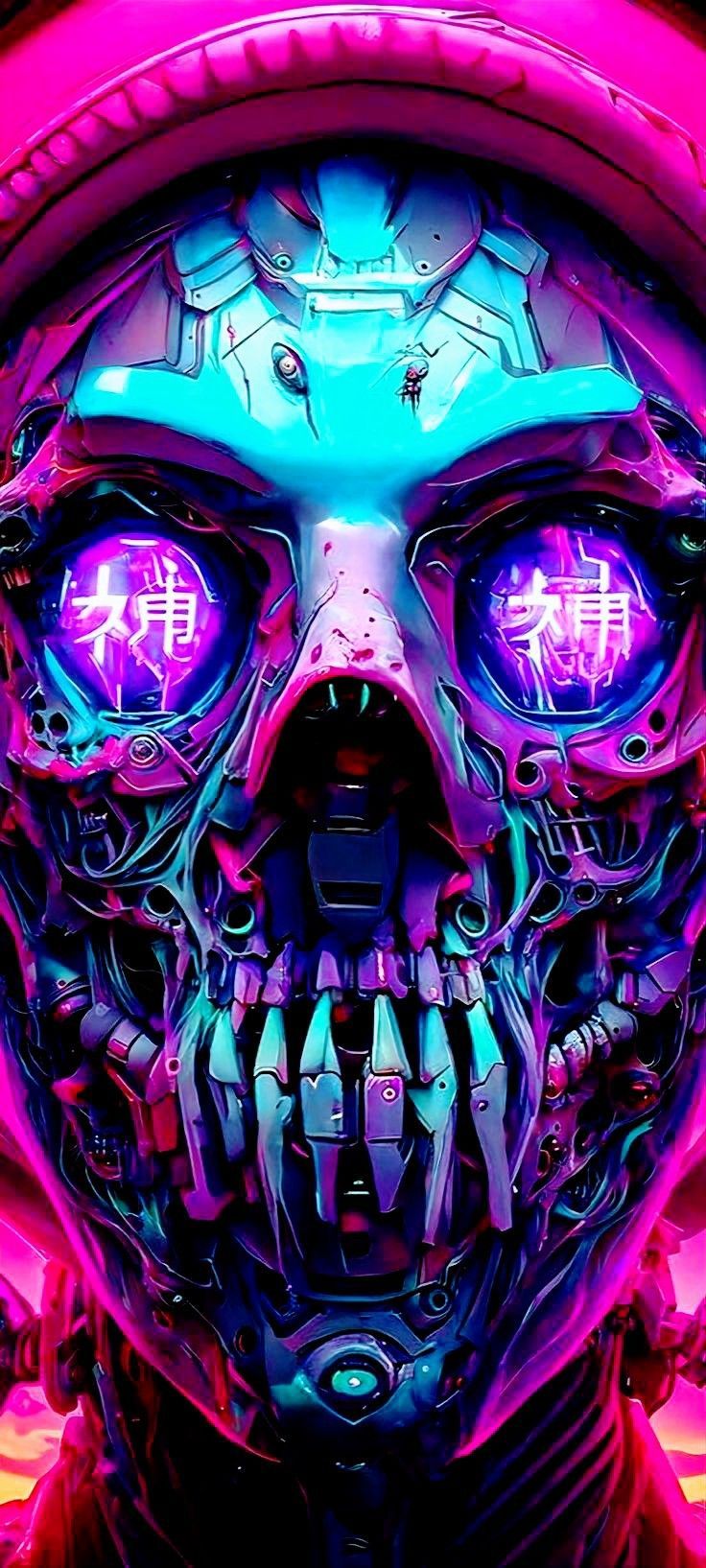 736x1635 Pinterest. Skull wallpaper, Cyberpunk art, Skull art drawing