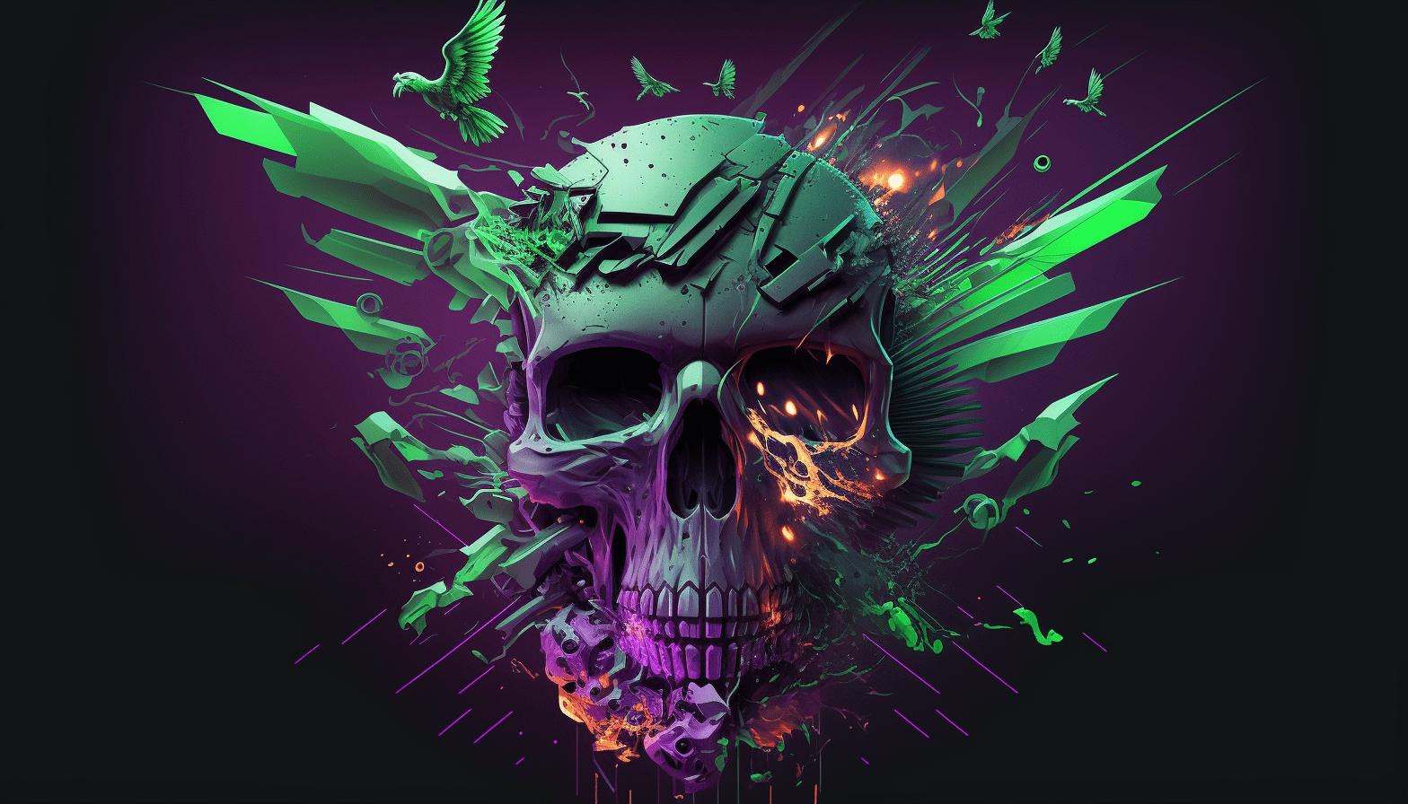 1568x896 Cyberpunk Futuristic Skull Purple Graphic by 1xMerch · Creative Fabrica