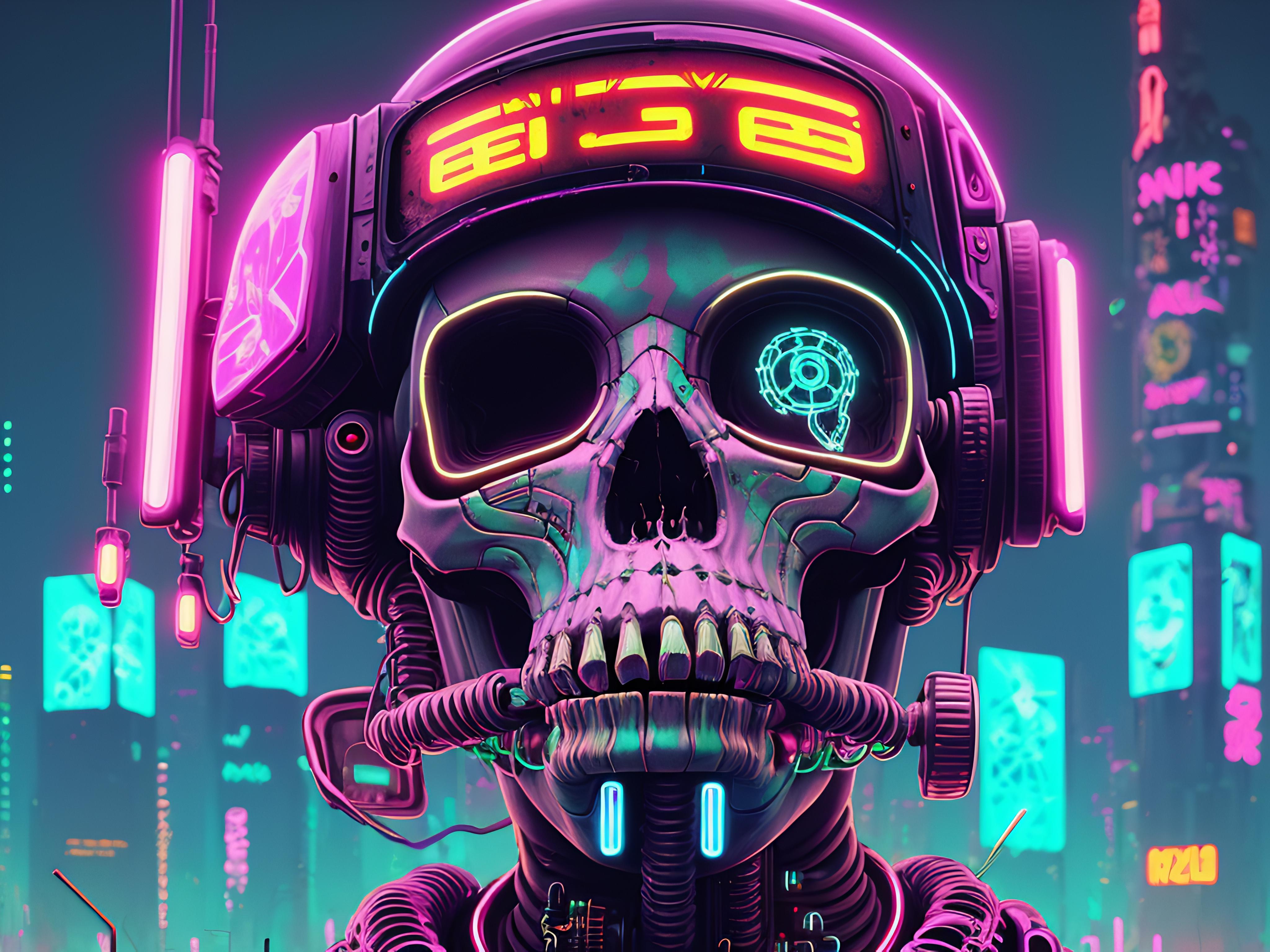 4096x3072 Cyberpunk skull