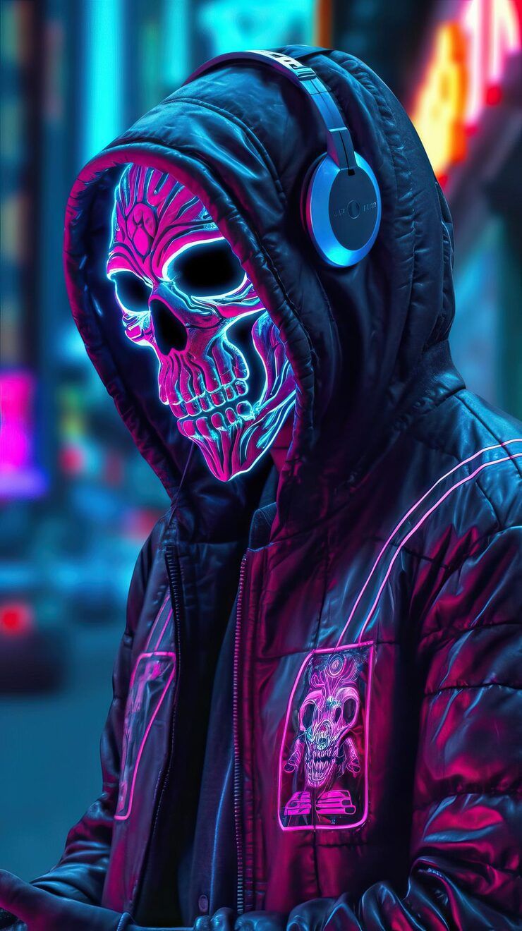 740x1320 Cyberpunk skull Image