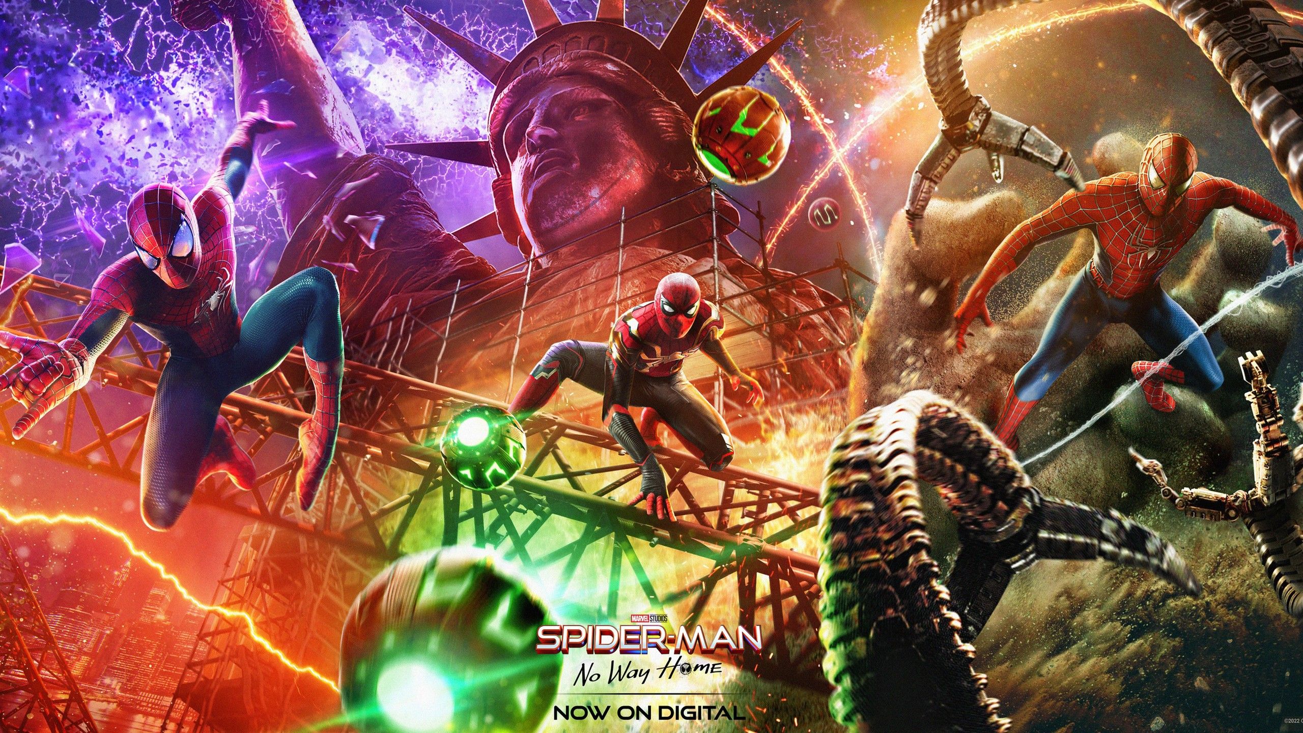 2560x1440 Tom Holland, Zendaya, Andrew Garfield, Tobey Maguire HD Spider Man No Way Home Wallpaper
