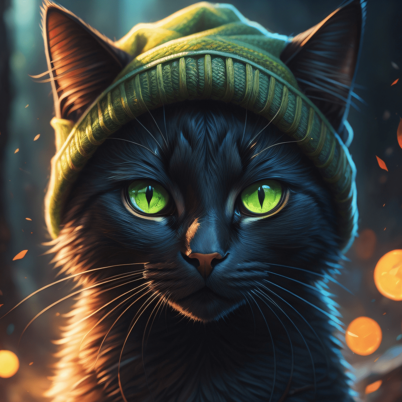 1280x1280 Download Ai Generated Cat Black Cat. Royalty Free Stock Illustration Image