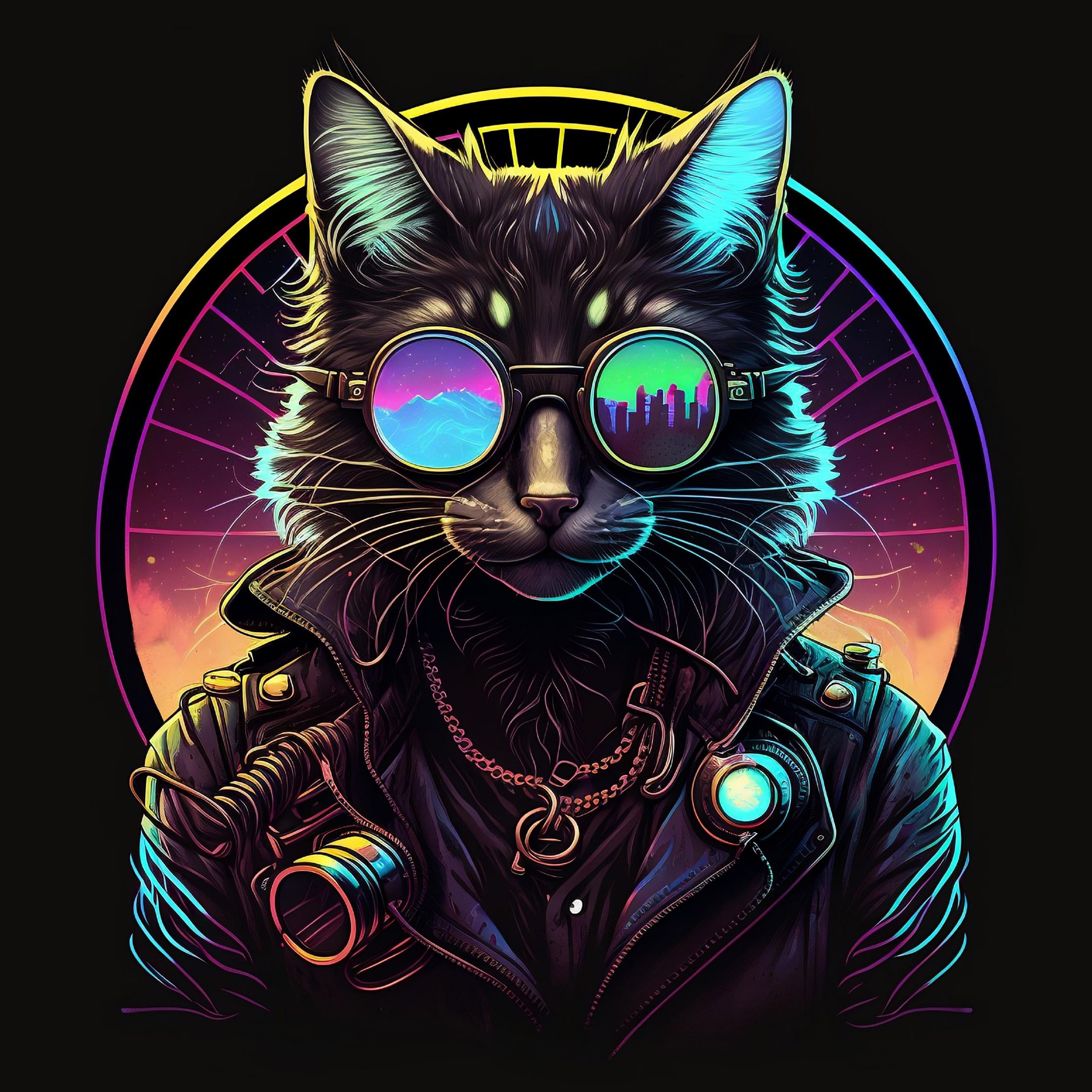 2560x2560 Cat Wallpaper 4K, Midjourney, AI art