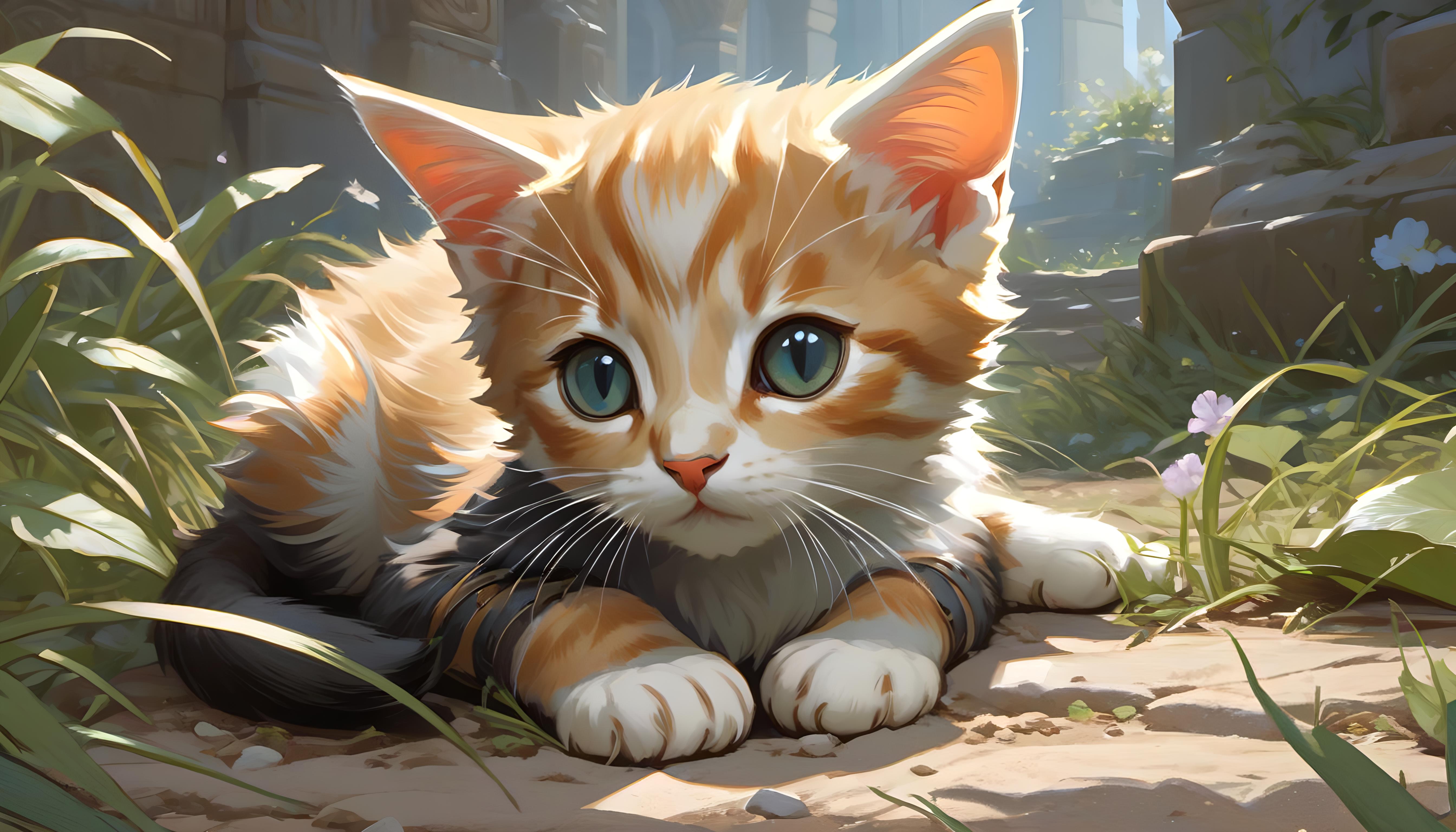 5376x3072 Cat Art 4k Wallpaper