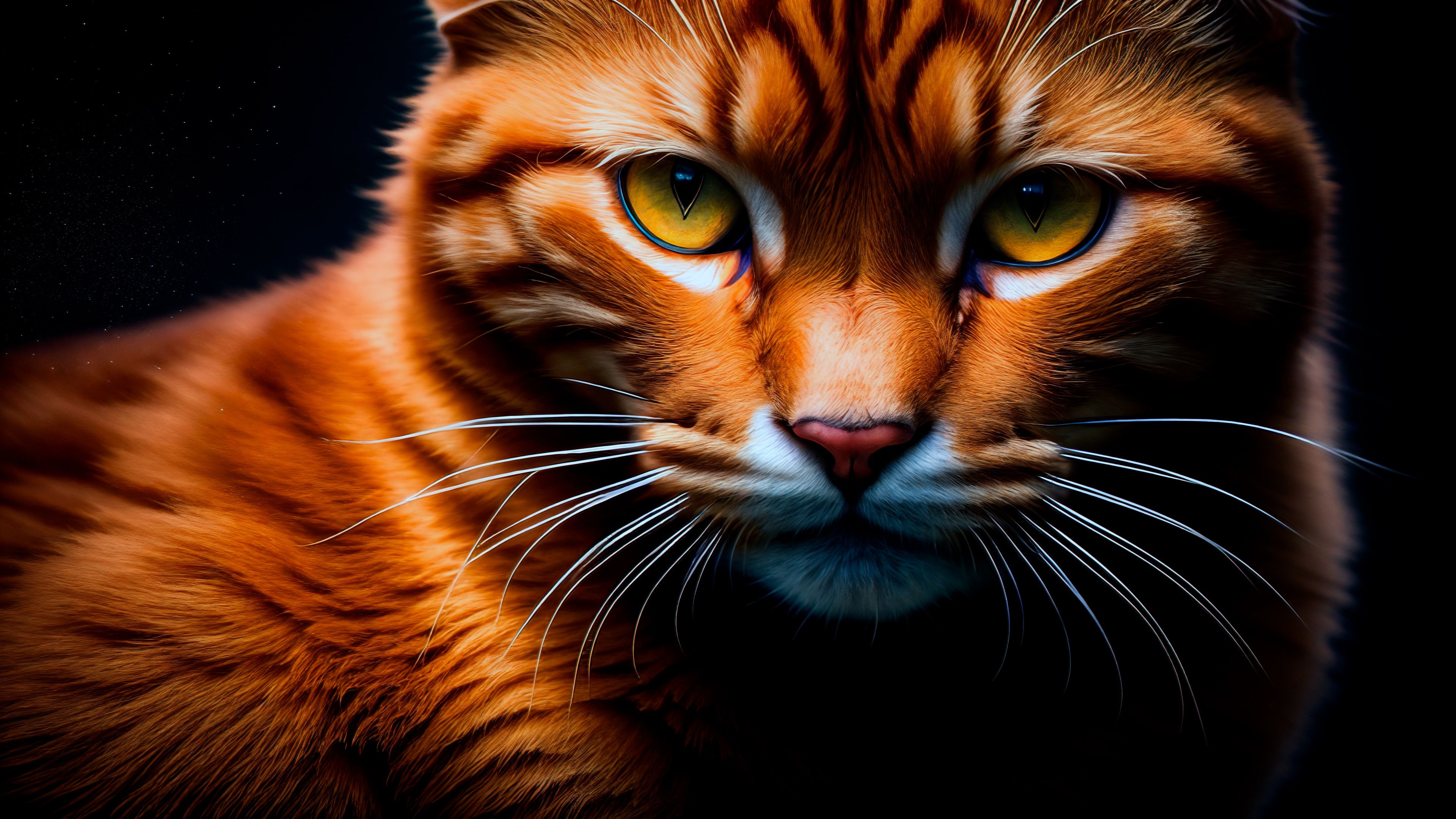 3840x2160 Cat Wallpaper 4K, Closeup, AI art