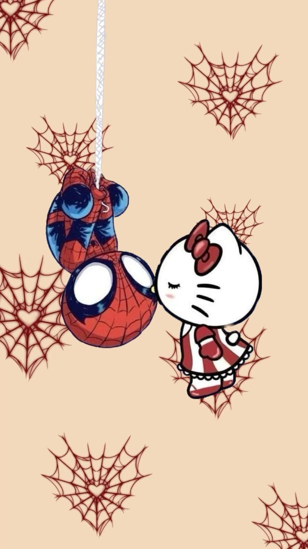 1080x1920 Hello Kitty And Spiderman Wallpaper