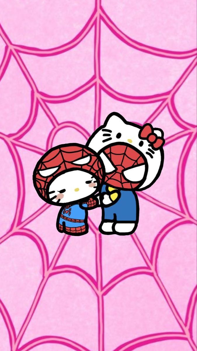675x1200 Hello Kitty Spider Man Wallpaper
