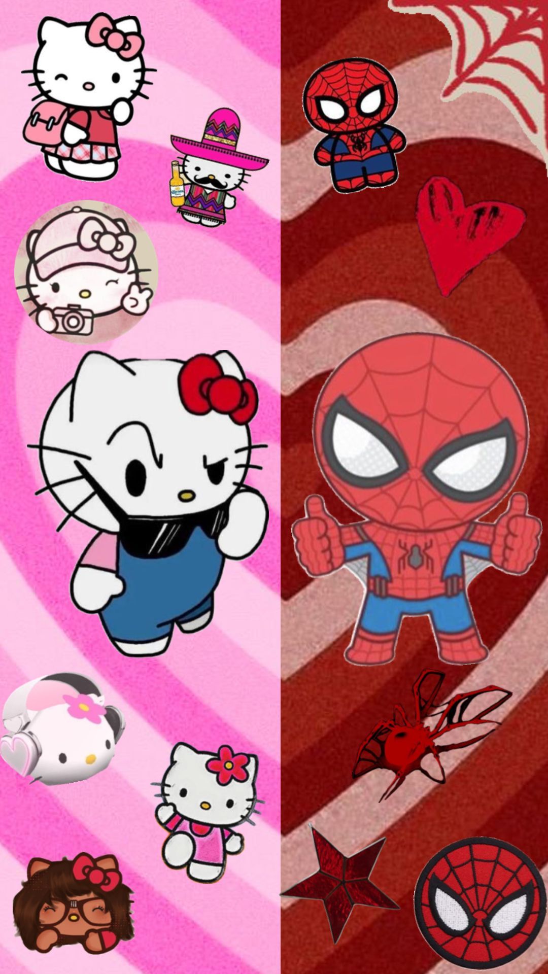 1080x1920 Spider Man And Hello Kitty Aesthetic Wallpaper