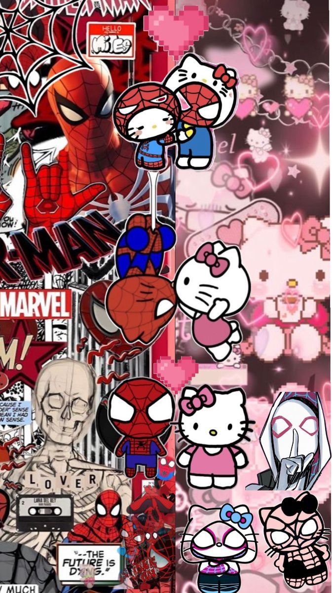 675x1200 Hello kitty and Spiderman. Hello kitty wallpaper, Walpaper hello kitty, Hello kitty