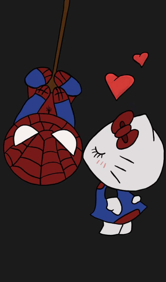 700x1189 Download Hello Kitty Spiderman Love Illustration Wallpaper
