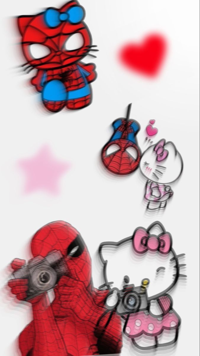 676x1200 Spider Man And Hello Kitty Aesthetic Wallpaper