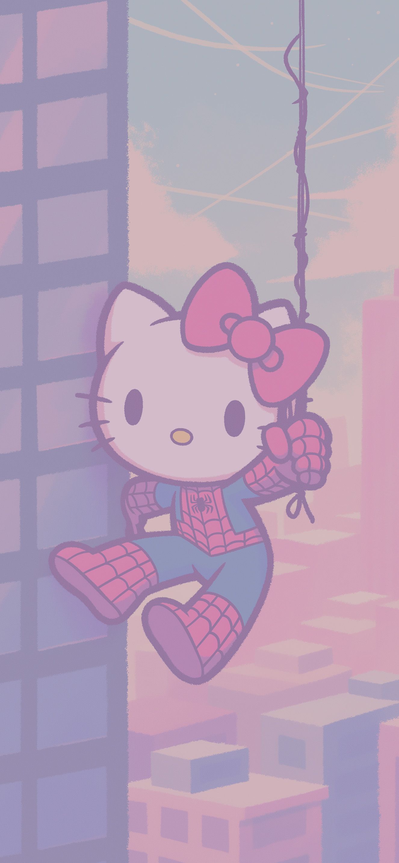 1326x2868 Hello Kitty X Spider Man Kawaii Crossover Wallpaper IPhone HD