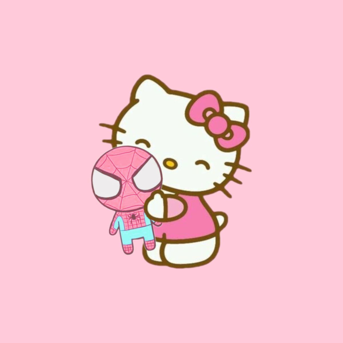 1200x1200 Spider Man And Hello Kitty Aesthetic Wallpaper