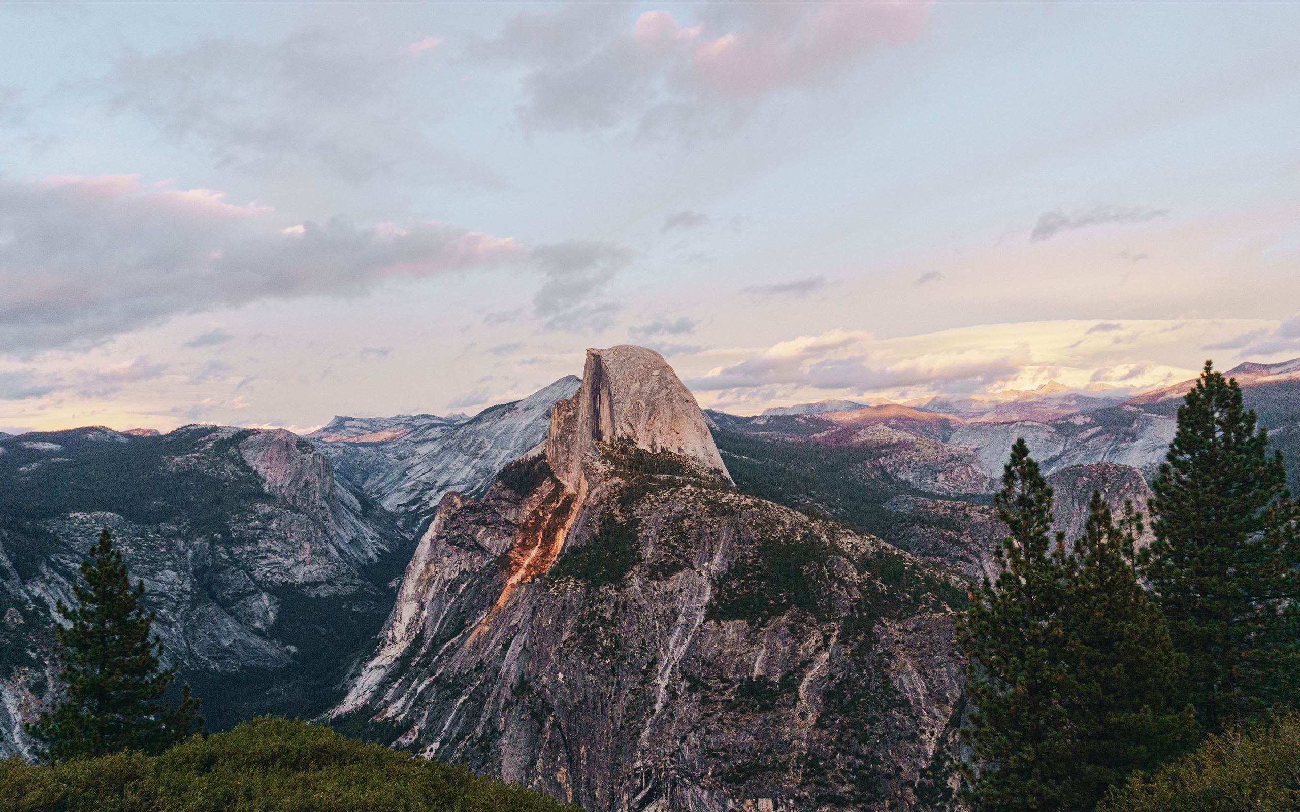 2560x1600 Yosemite National Park Half Dome under blue and wh Mac Wallpaper Download