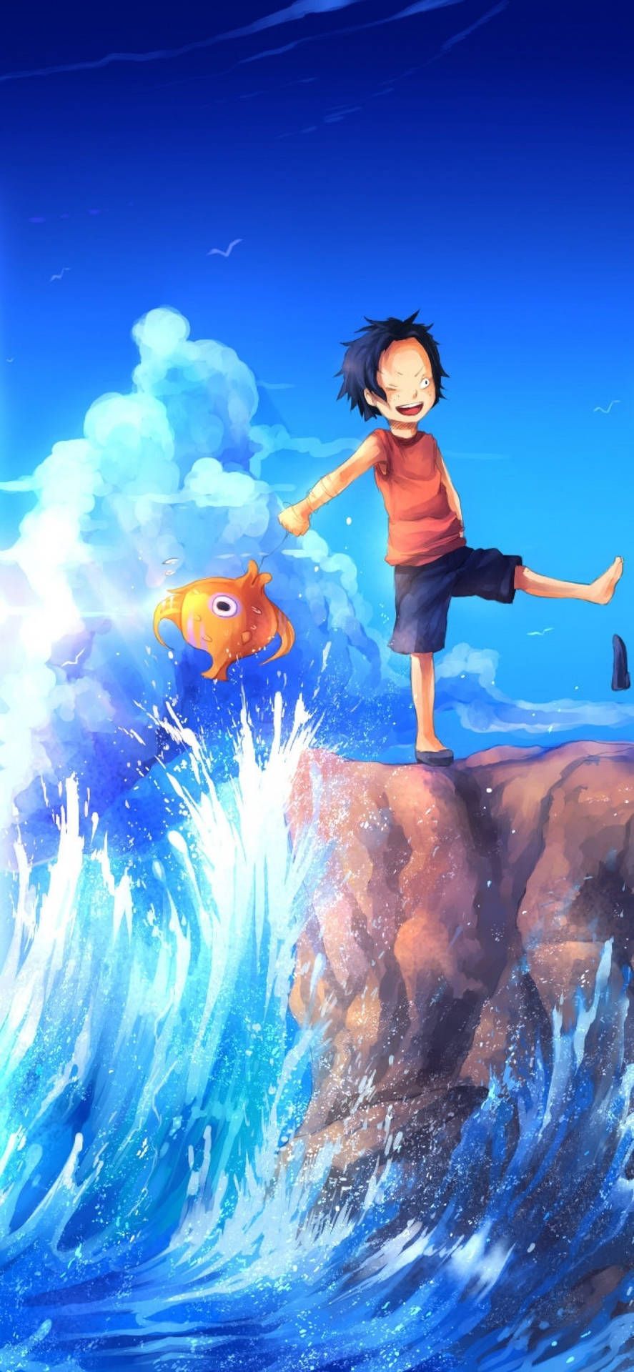 887x1920 Download Luffy In Ocean One Piece IPhone Wallpaper