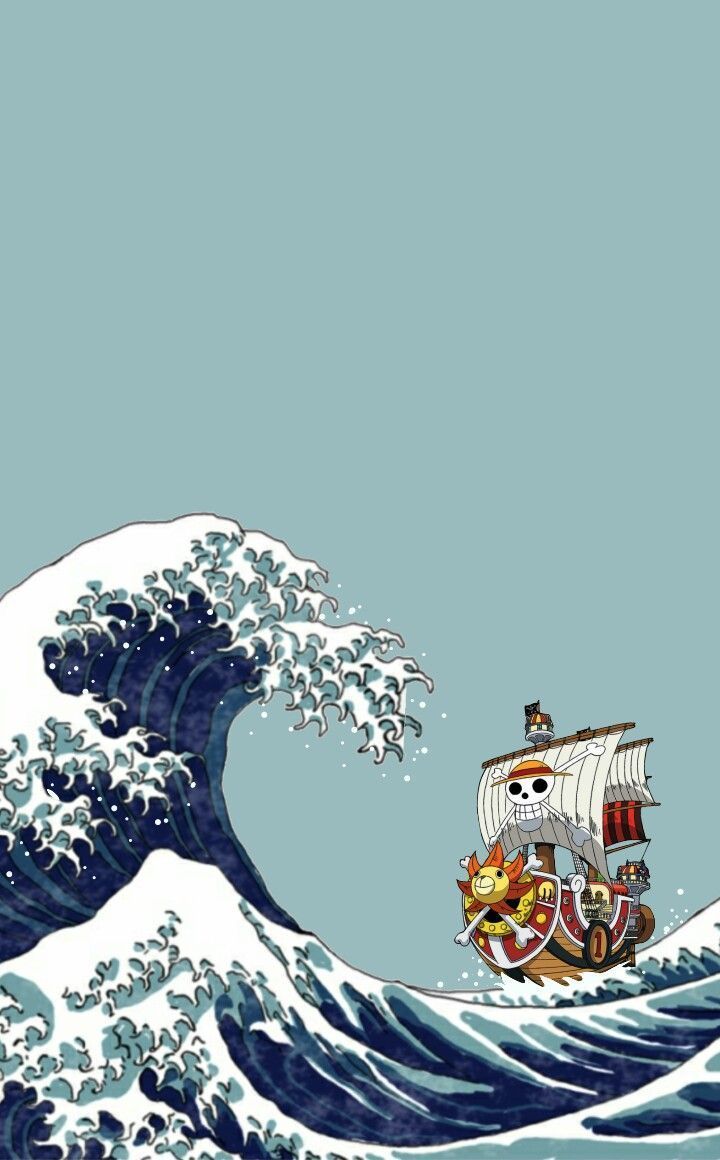 720x1160 One Piece Thousand Sunny & Great Wave off Kanagawa iPhone Tempered. Desenho de olhos anime, Wallpaper bonitos, Papel de parede anime