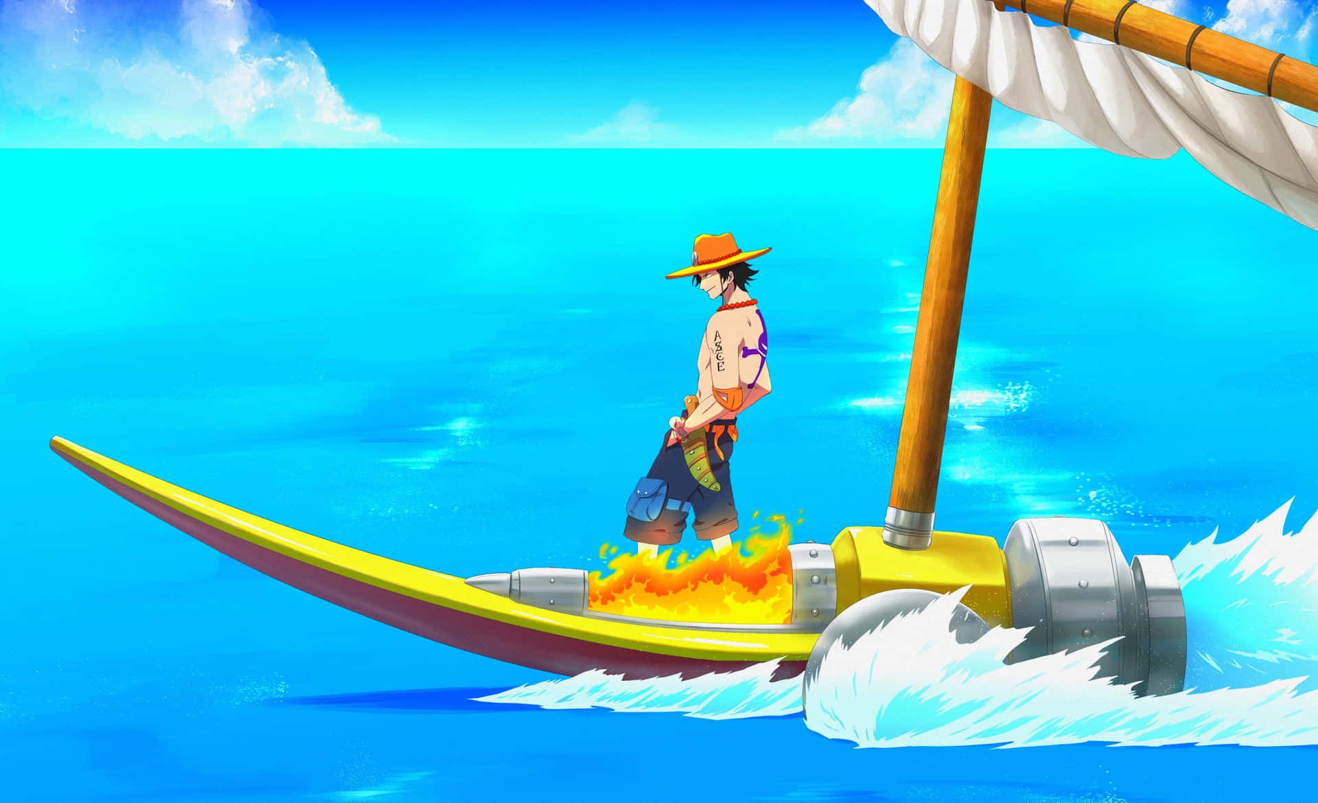 1920x1170 Download One Piece Character Sailingon Golden Boat Wallpaper