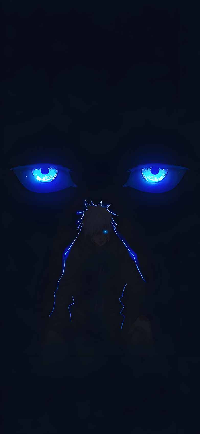 782x1692 Infinite Void Gojo Satoru Six Eyes Glow Wallpaper
