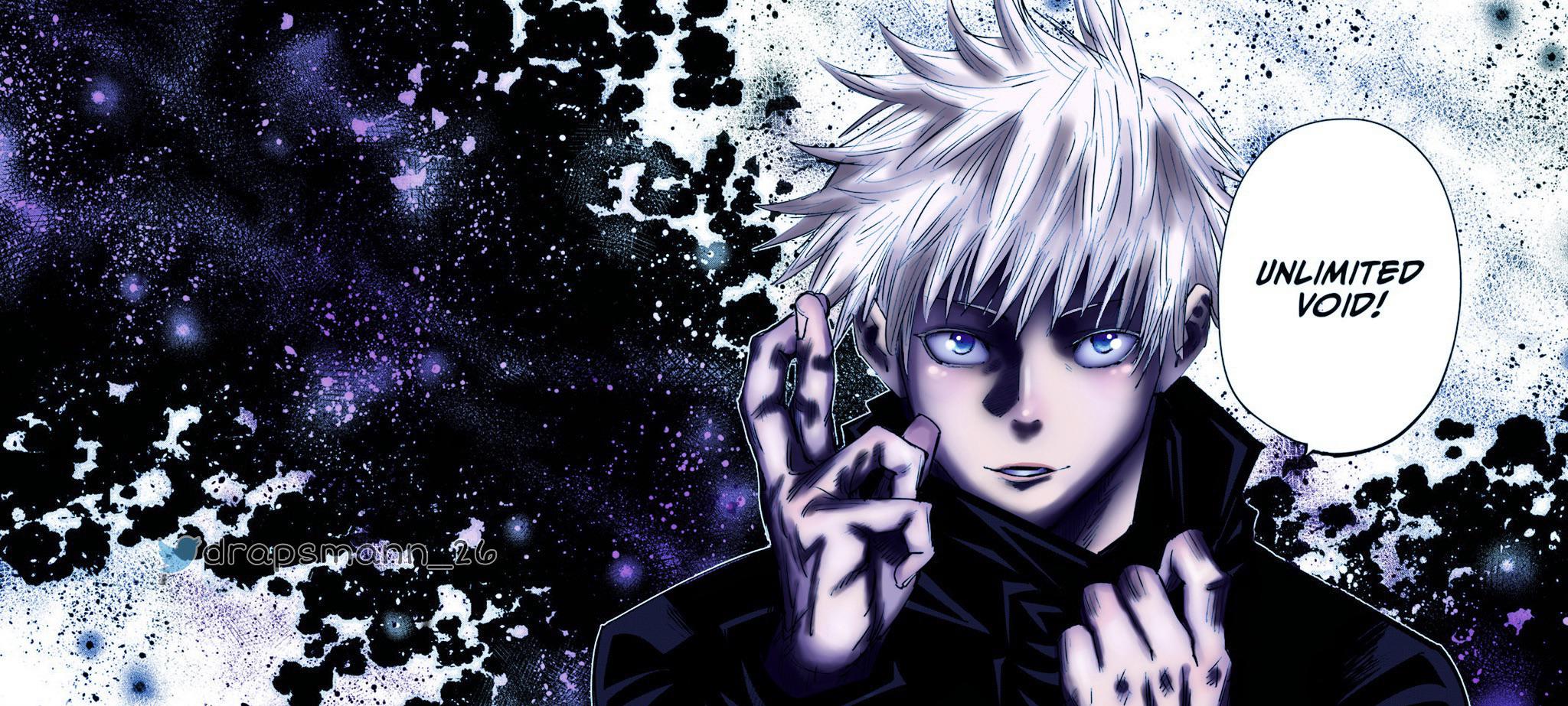 2048x923 I've never read jjk but I coloured the 'unlimited void' gojo panel because I thought it looked really pretty