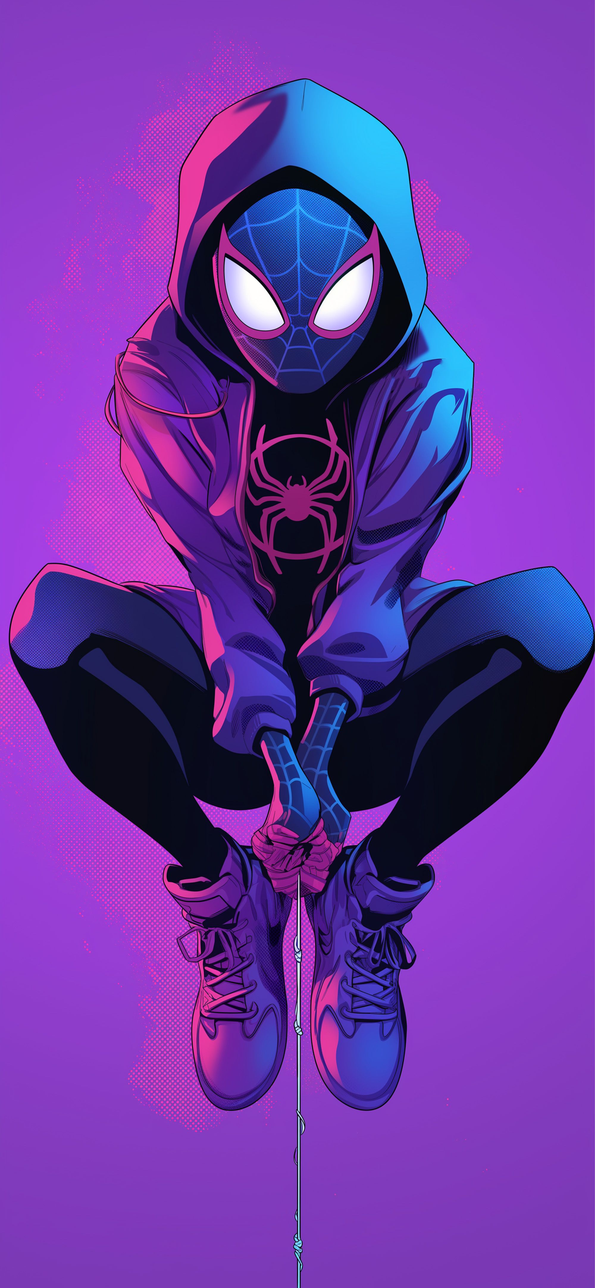 2000x4329 Miles Morales Spider Man Purple Hoodie Neon Wallpaper IPhone