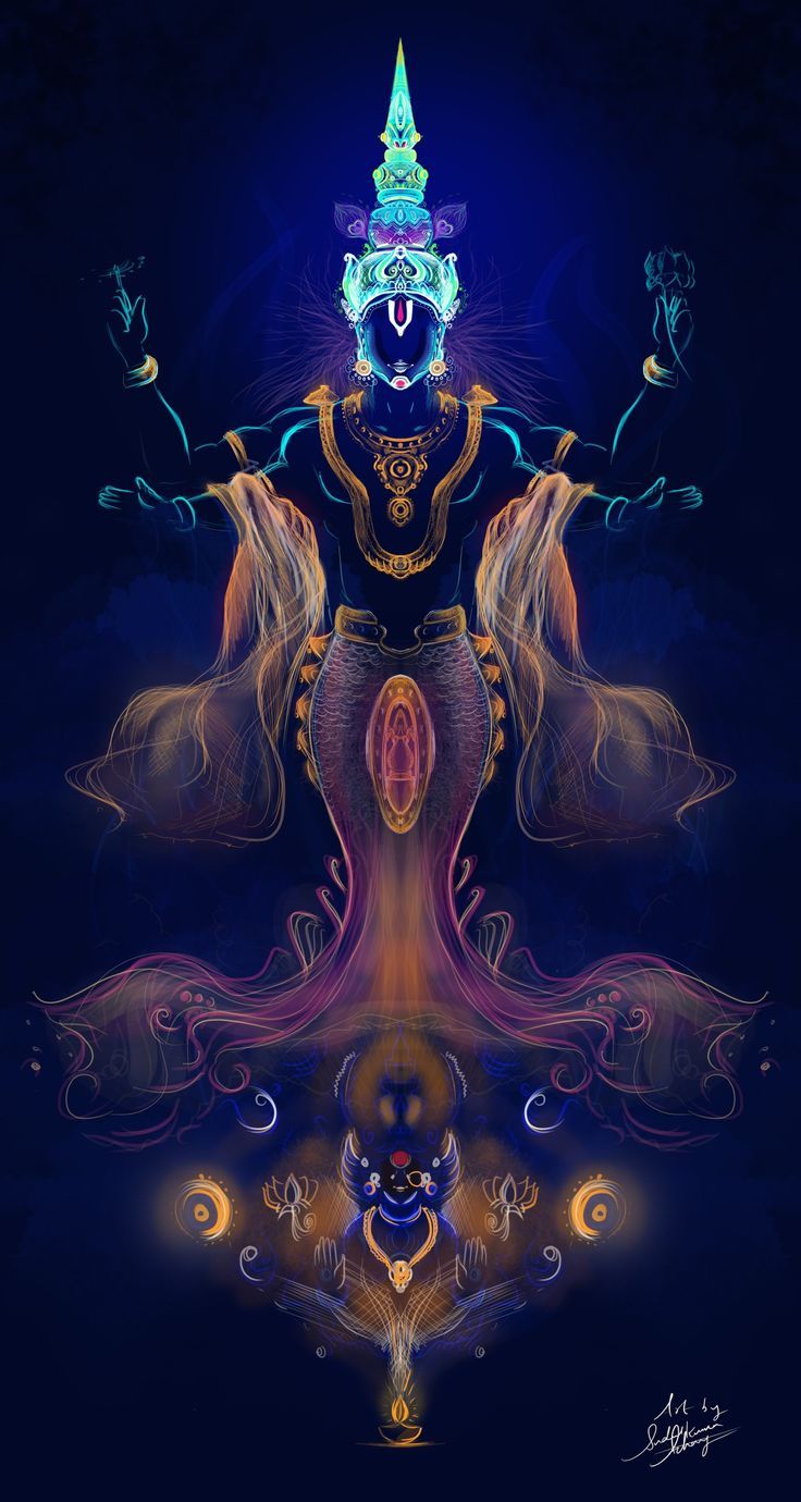 736x1380 Cosmic Krishna Wallpaper