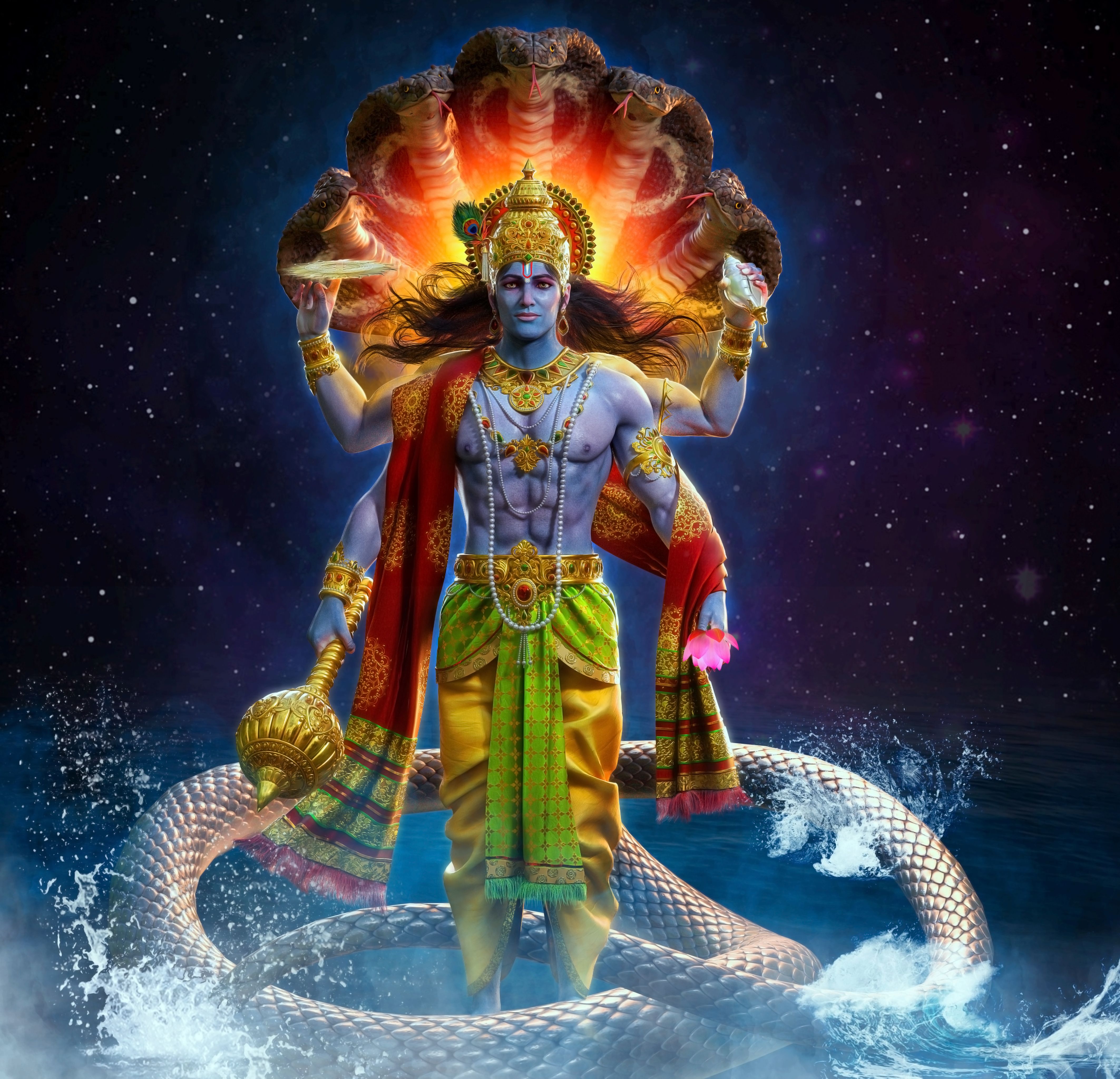 4251x4094 LORD VISHNU (विष्णु) : PROTECTOR OF THE UNIVERSE