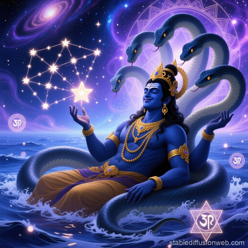 1024x1024 Cosmic Vishnu Digital Painting. Stable Diffusion Online