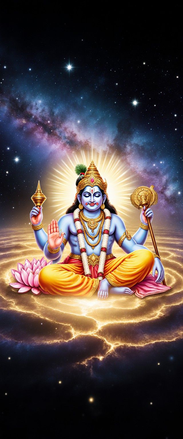 640x1536 Lord Vishnu Cosmic Realm Wallpaper. Stable Diffusion Online