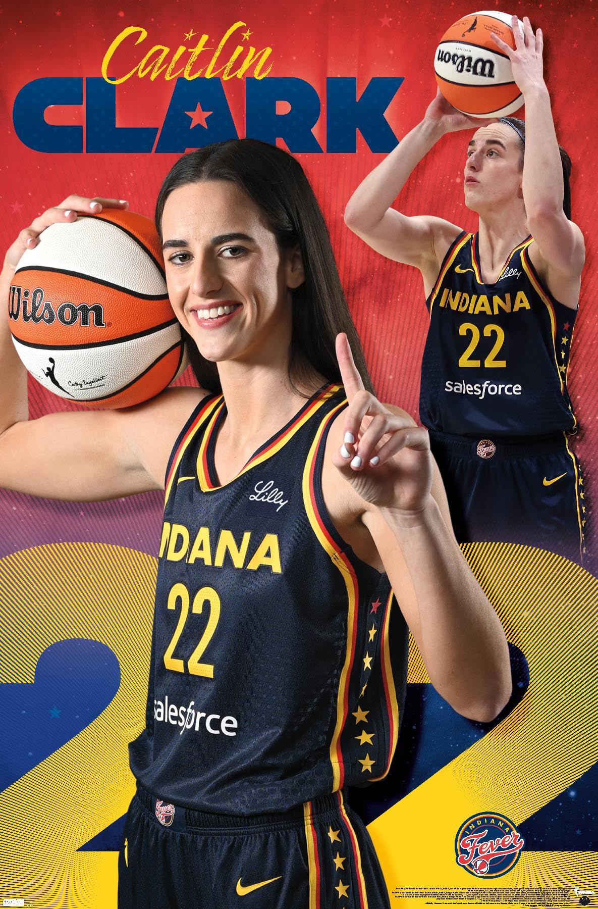 1185x1800 Trends International WNBA Indiana Fever Clark 24 Wall Poster, 19L x 13W, Premium Unframed Version : Sports & Outdoors