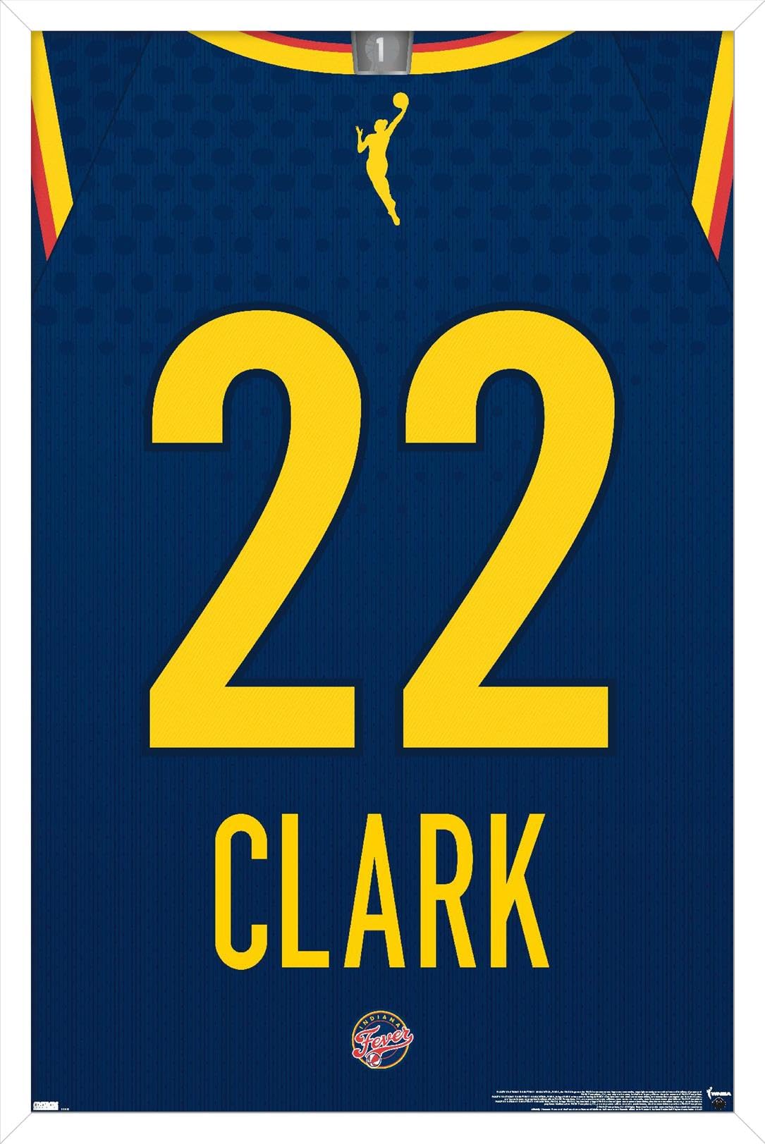 1085x1623 WNBA Indiana Fever Clark Jersey Wall Poster, 22.4L x 14.7W, White Framed Version: Posters & Prints