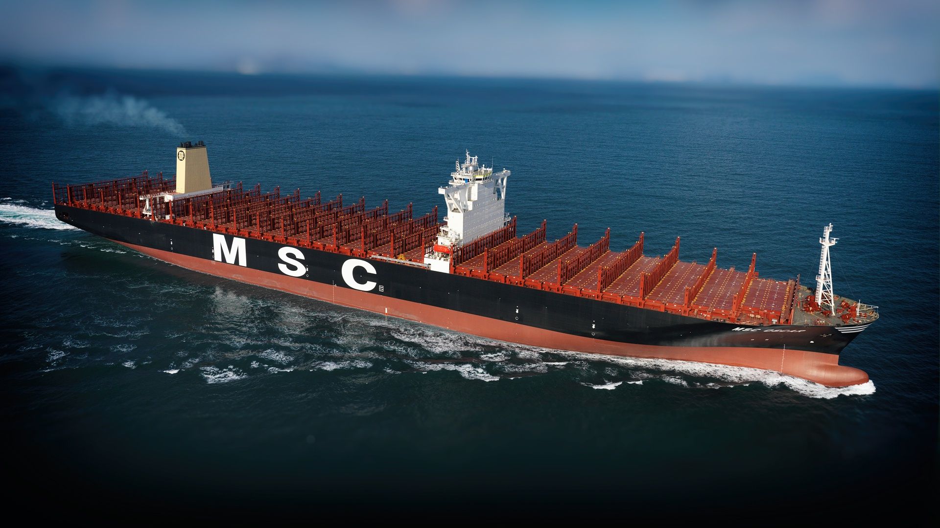 1920x1080 Wallpaper sea, The ship, Oscar, A container ship, MSC, Vessel, A cargo ship, Container Ship for mobile and desktop, section другая техника, resolution 1920x1080