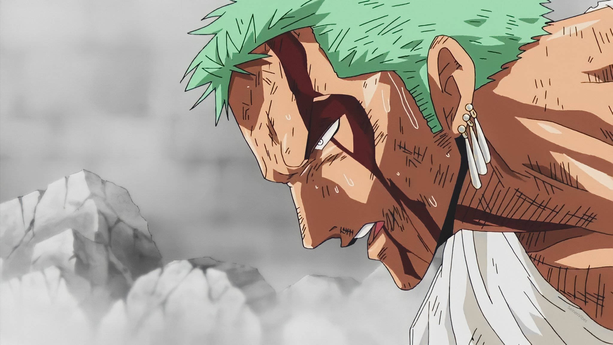 2048x1152 Download Bloody Face Anime Zoro PFP Wallpaper