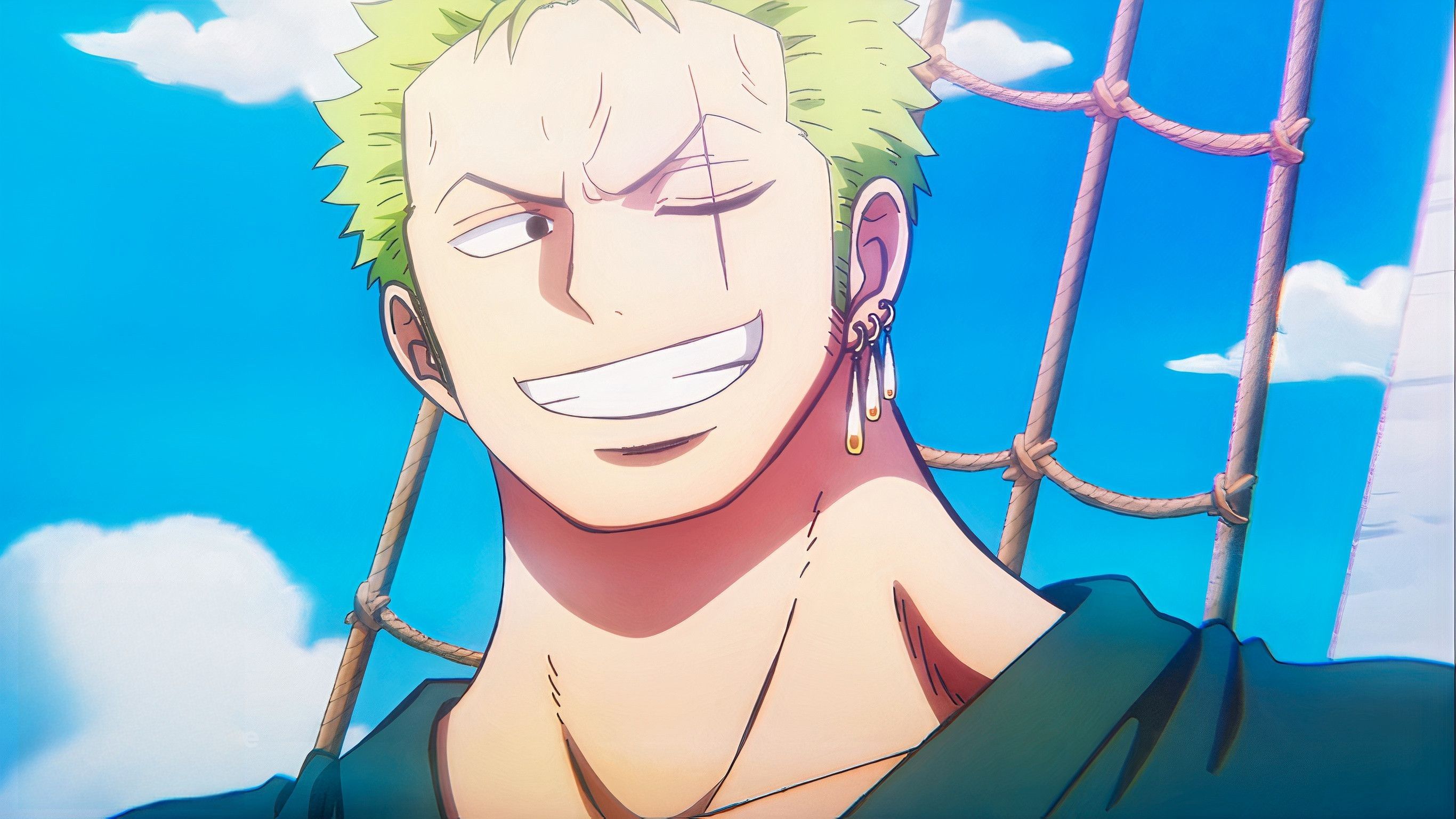 2732x1536 One Piece HD: Roronoa Zoro's Bold Smile Adventurex1536