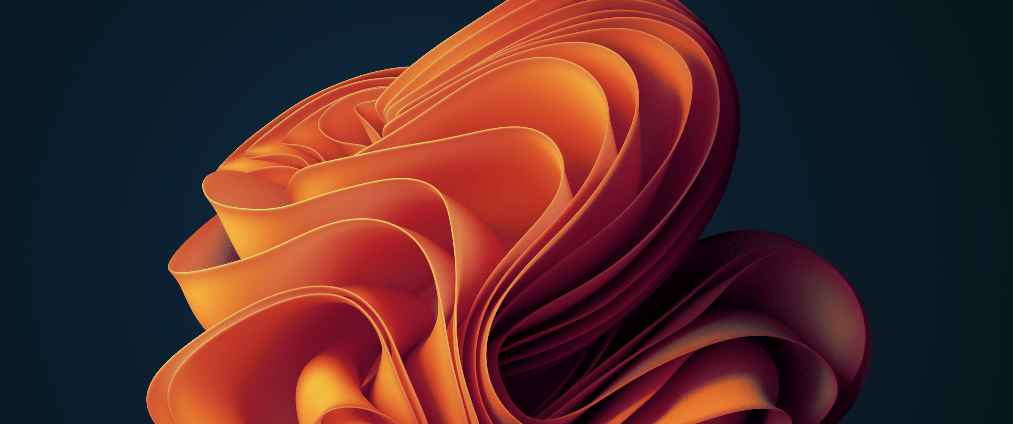3440x1440 Windows 11 Orange Dark Mode 4K Wallpaper