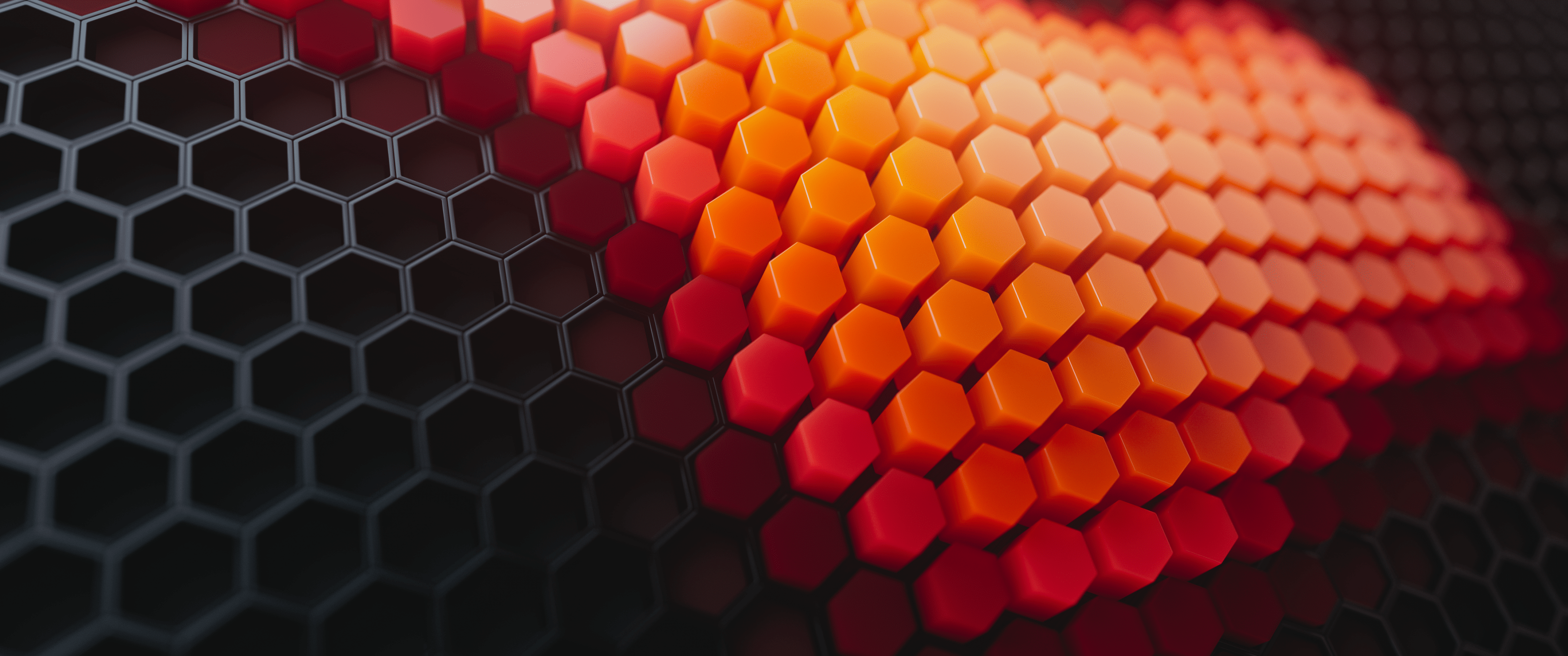 3440x1440 Hexagons Wallpaper 4K, Orange blocks, Patterns