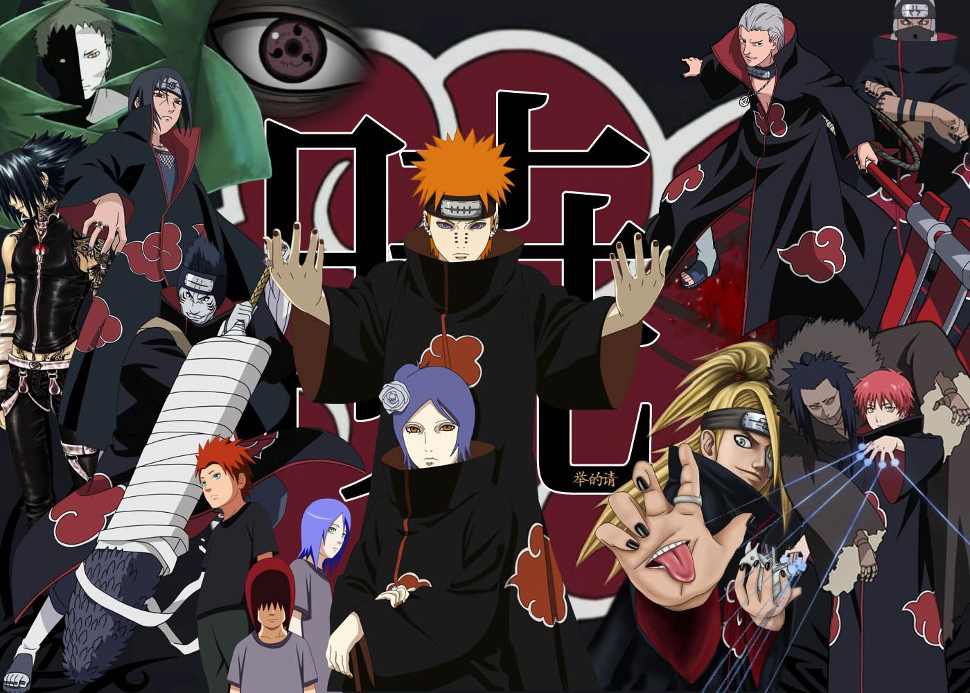 1400x1000 Desktop wallpaper: Pain (Naruto), Obito Uchiha, Itachi Uchiha, Akatsuki (Naruto), Naruto, Anime 4K free download for PC. 454789