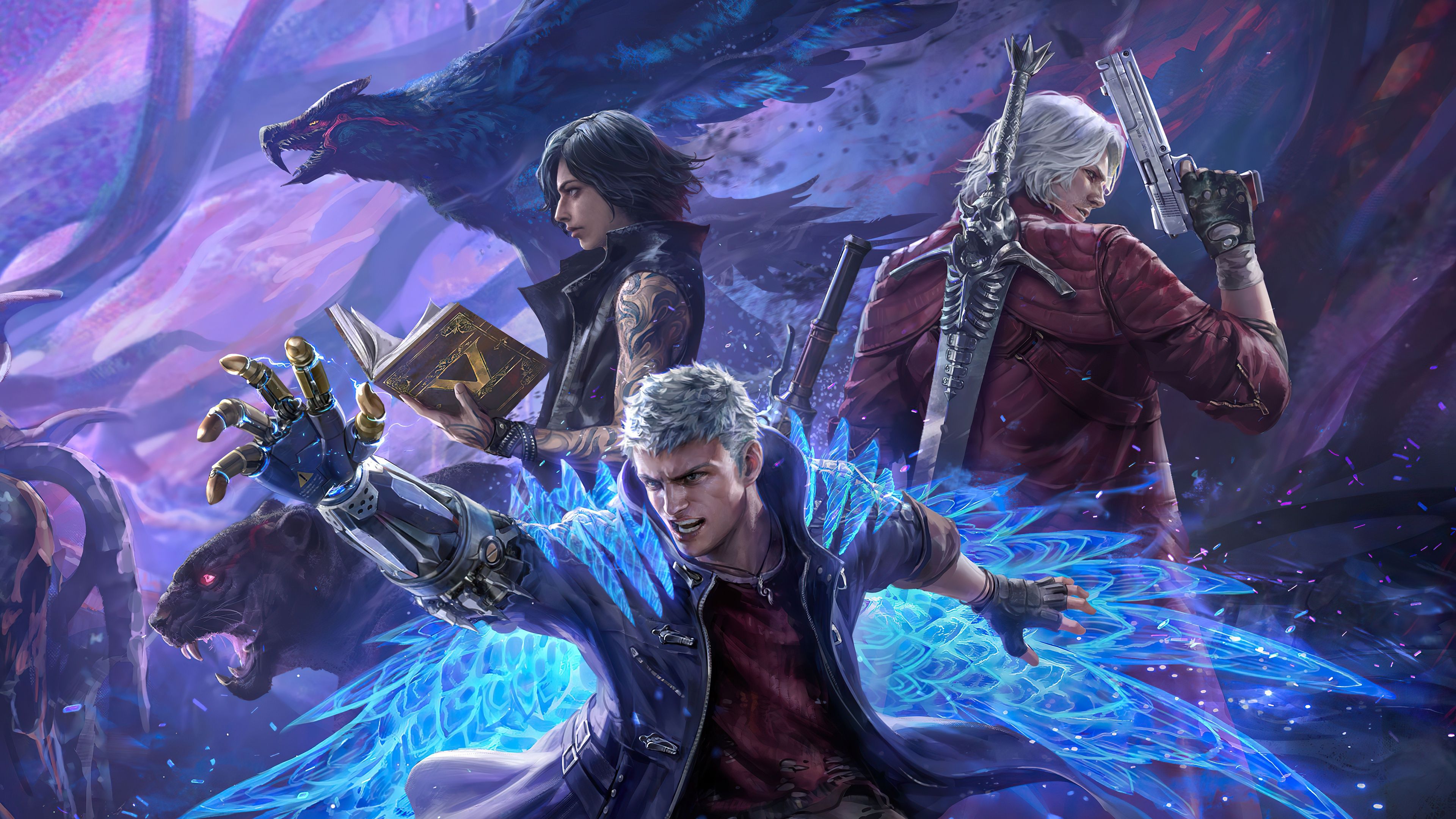 3840x2160 Wallpaper Dante, Capcom, Nero, Devil May Cry, Devil May Cry 5 for mobile and desktop, section игры, resolution 3840x2160