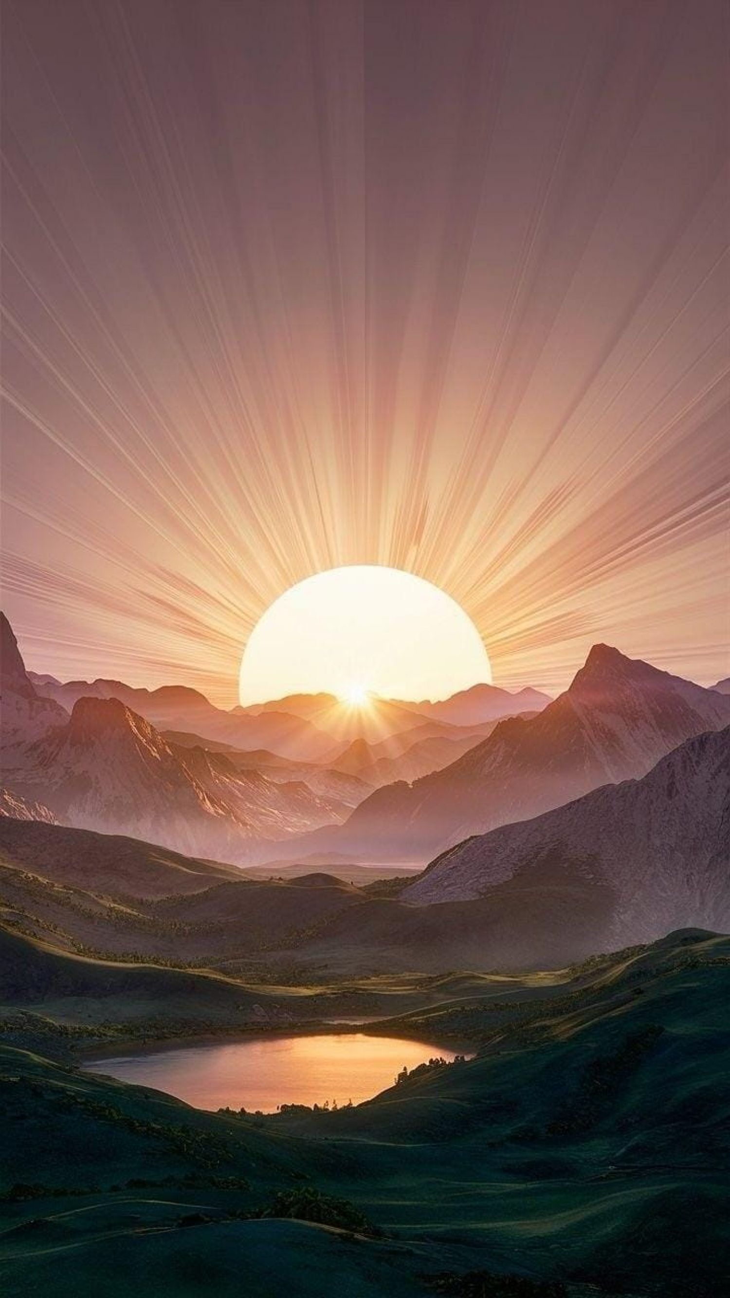 1500x2666 Sun Rays Over The Mountain Landscape Nature