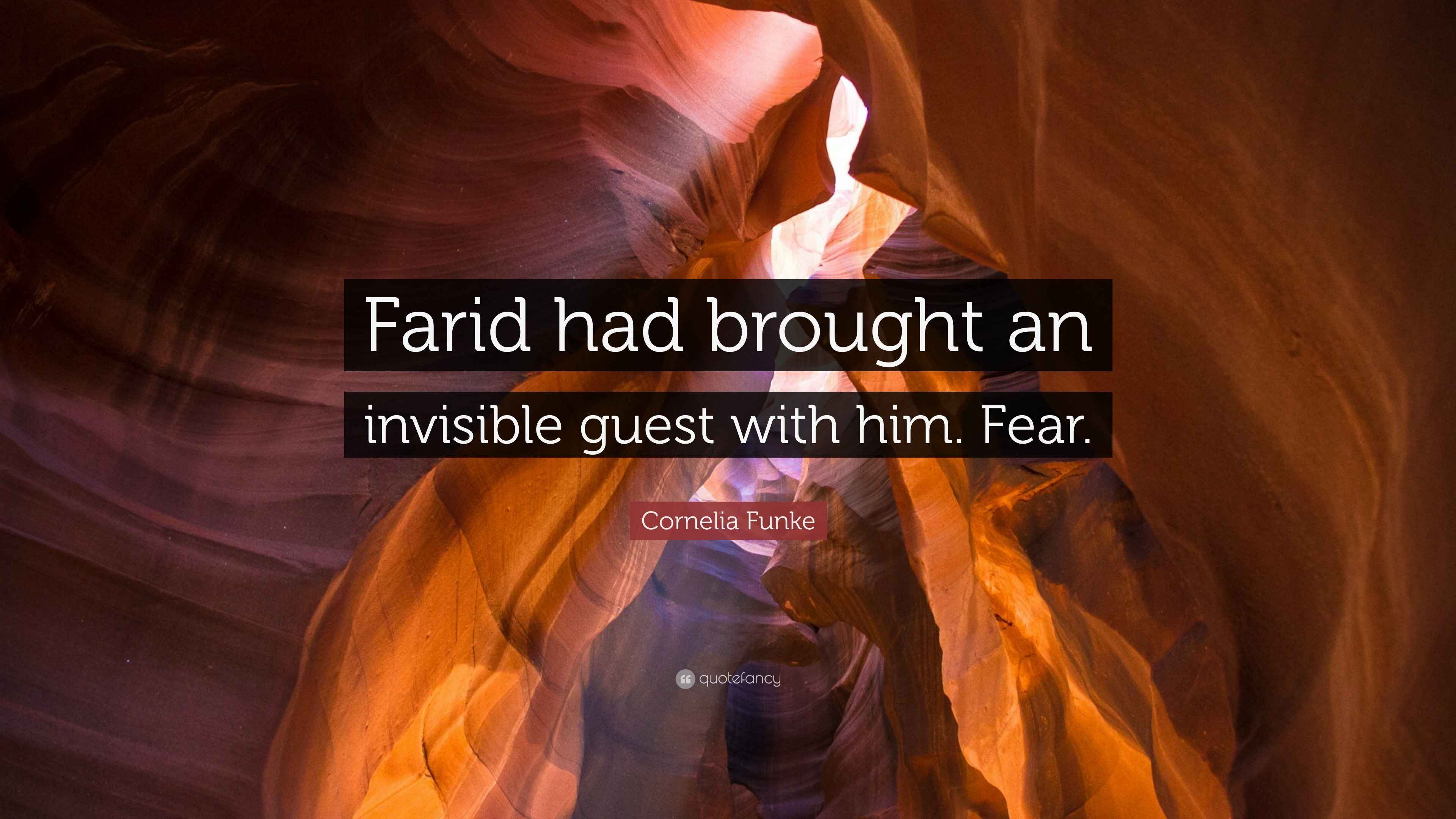 3840x2160 Cornelia Funke Quote: “Farid had brought an invisible guest with him. Fear.”
